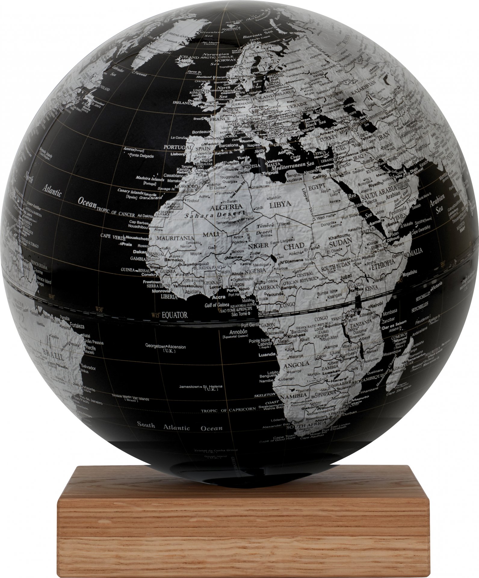 Bastlerartikel - PLATON Tischglobus 25cm oak black **DEFEKT