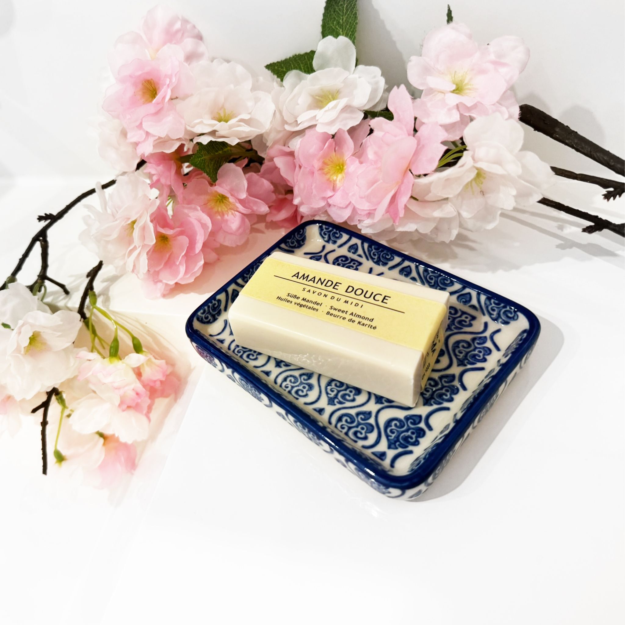 Parusia Seifenschale Ornamente blau – dekorative Keramik-Seifenschale