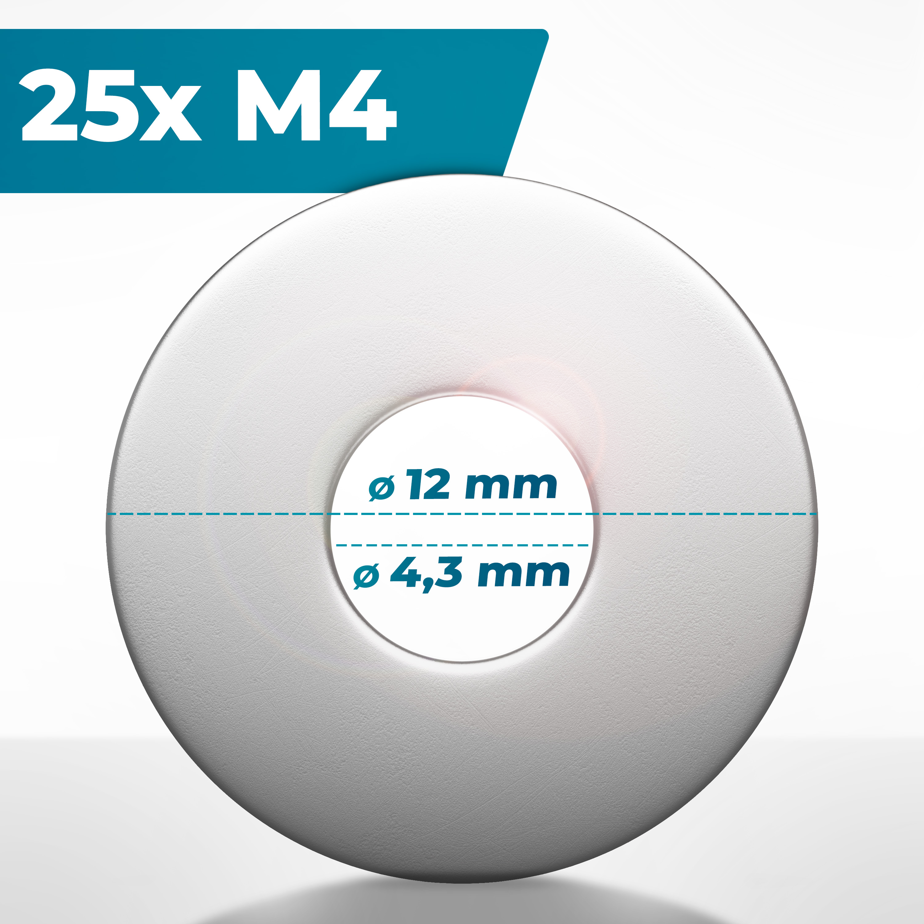 FIXXIA Unterlegscheiben Edelstahl M4 - Washers aus rostfreiem Edelstahl - DIN 9021 - Karosseriescheiben M4 - großer Durchmesser - Beilagscheiben M4 25er-Pack