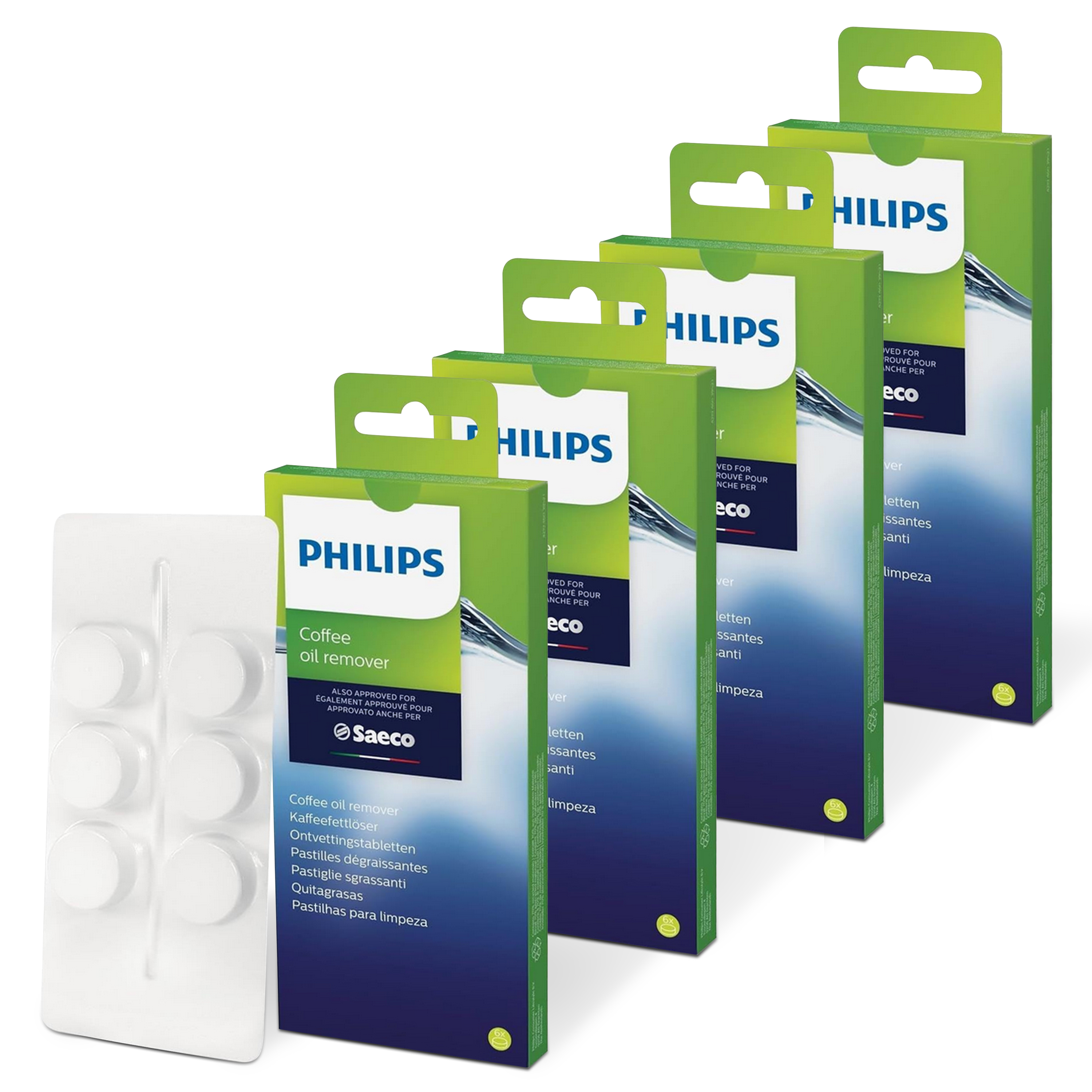 Philips CA6704/10 Kaffeefettlöse-Tabletten für Kaffeevollautomaten, Weiß, Einheitsgröße 4er-Pack