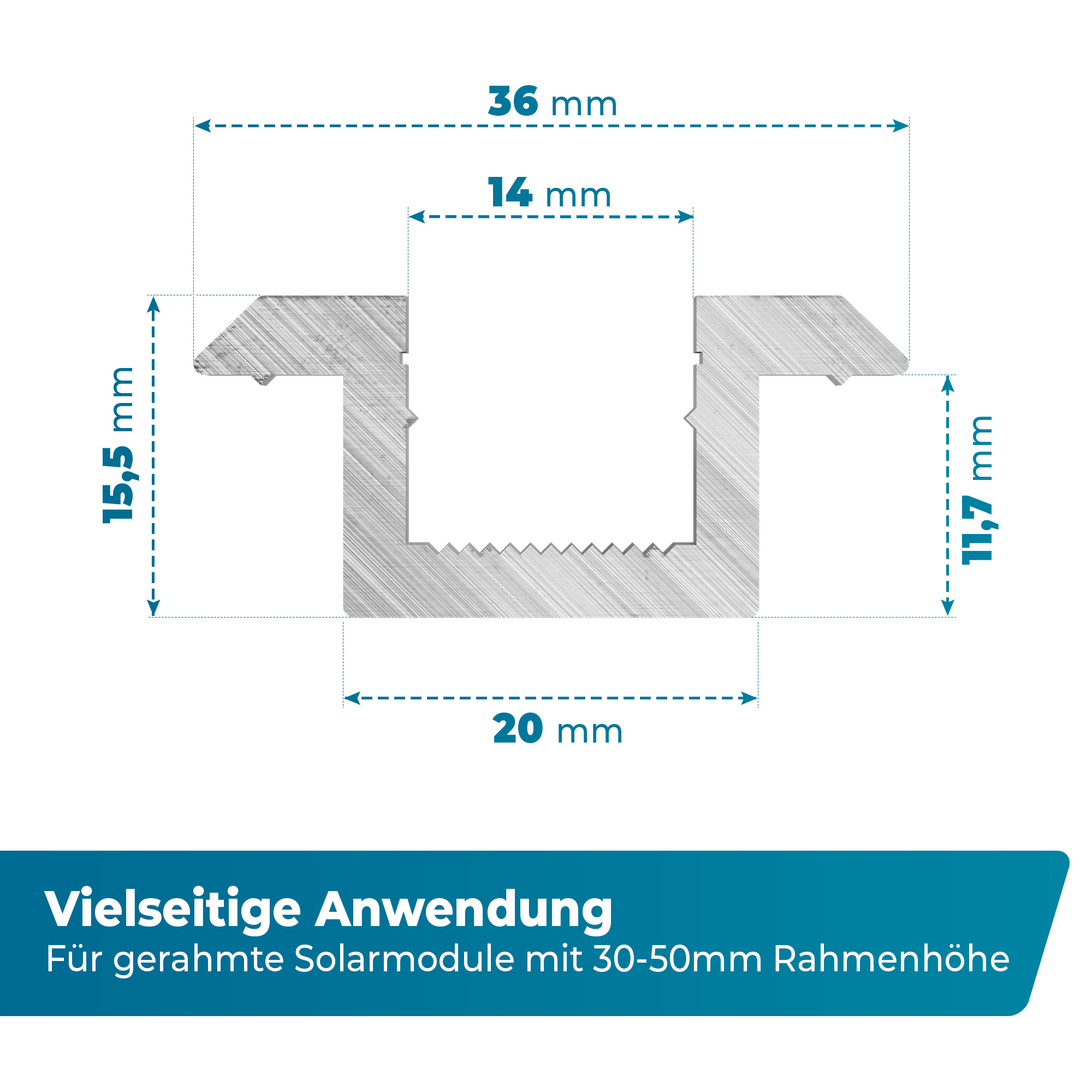 FIXXIA Photovoltaik Mittelklemme - Universelle Modulklemmen für Rahmenhöhen von 30mm bis 50mm - Solarpanel Halterung FIXXIA Photovoltaik Mittelklemme - Universelle Modulklemmen für Rahmenhöhen von 30mm bis 50mm - Solarpanel Halterung 100er-Pack