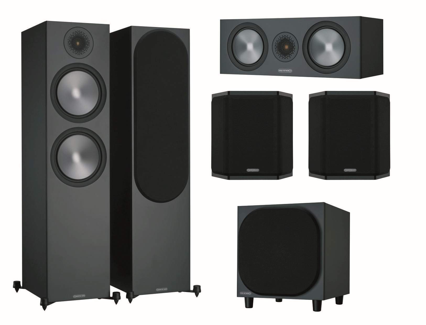 Monitor Audio Bronze 6G Cinema 500 Heimkino Lautsprecher-Set schwarz matt