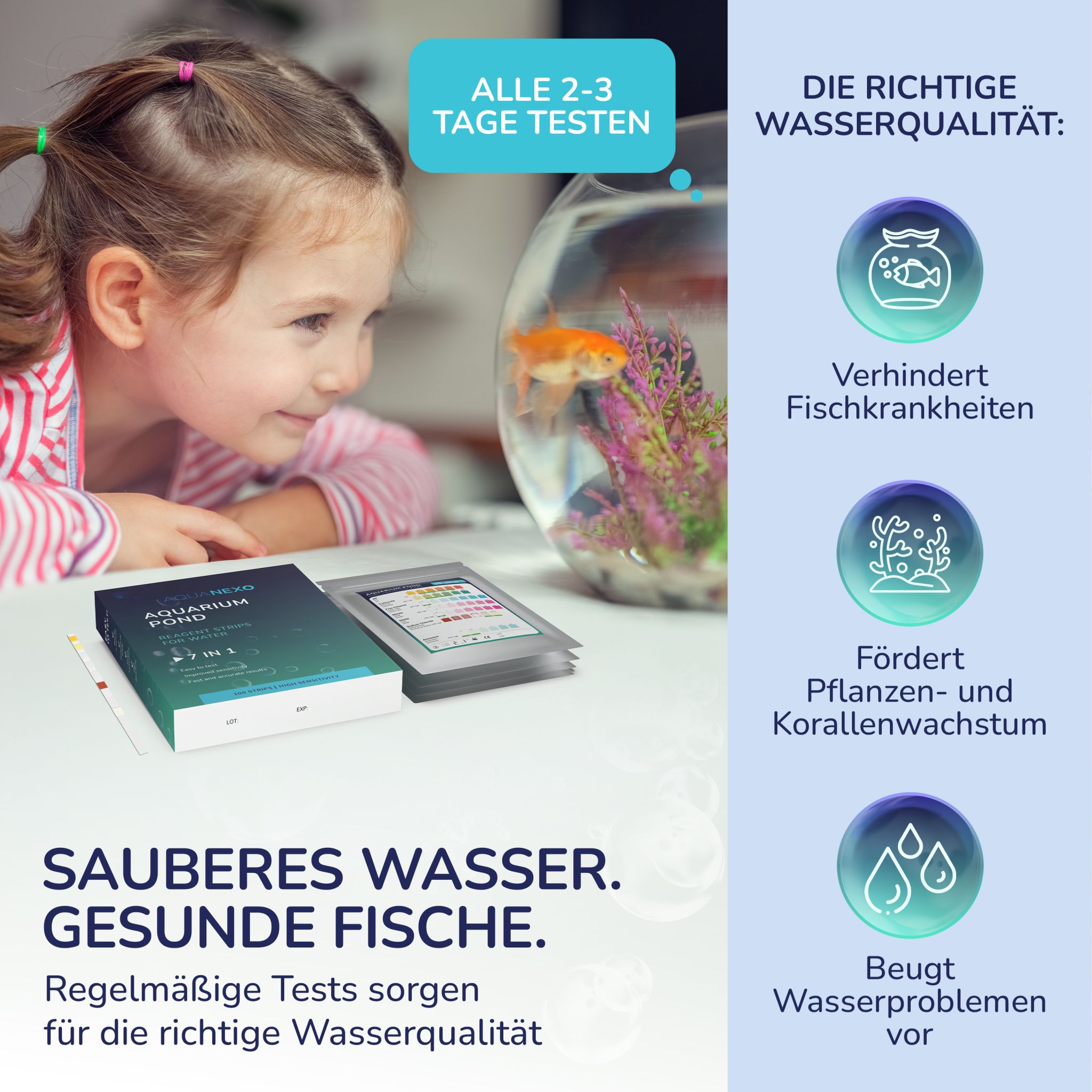 Aquanexo 7in1 Aquarium Teststreifen – Wassertest 100 Stück