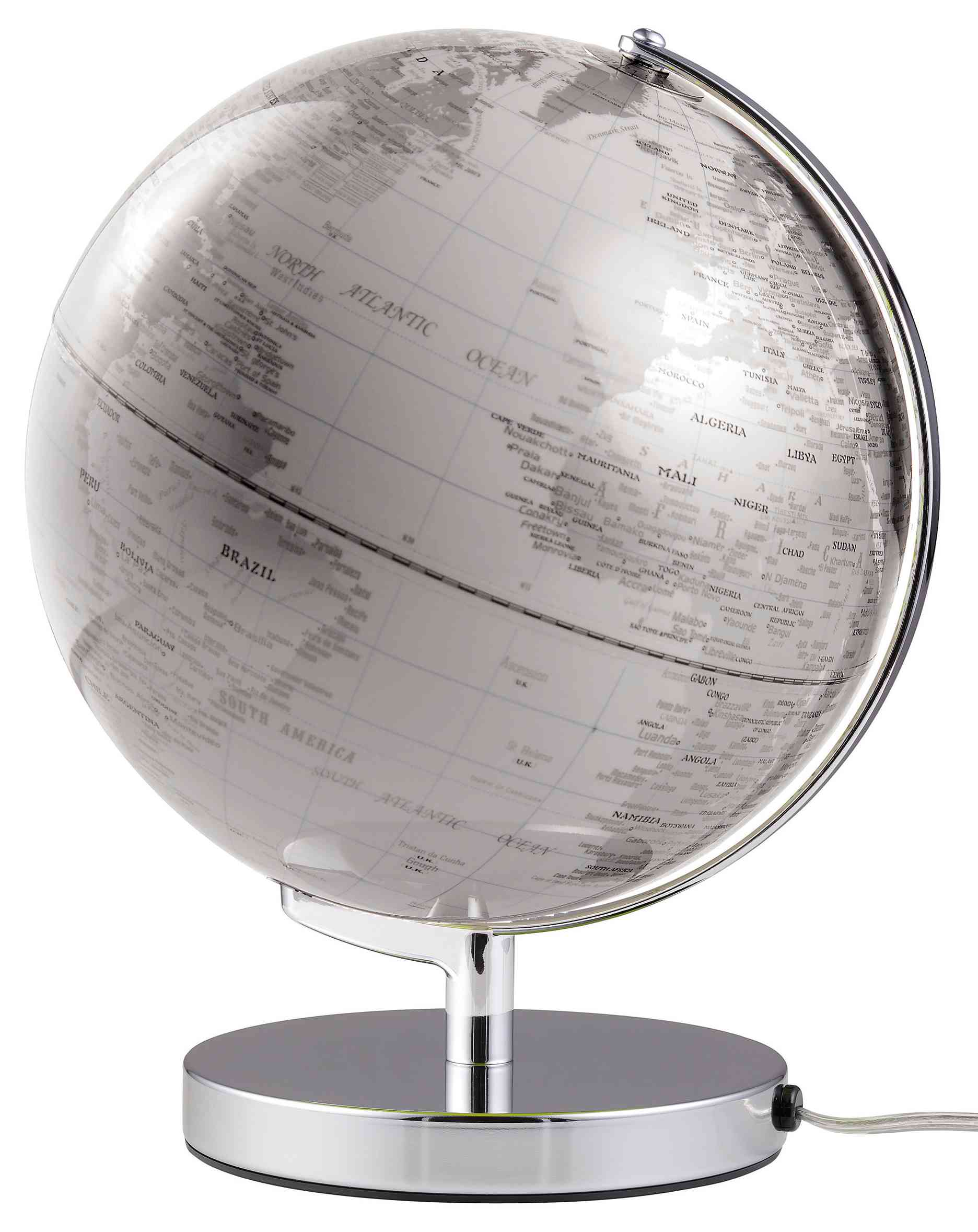emform Globus 25cm beleuchtet Terra White Light, weiß, politisch
