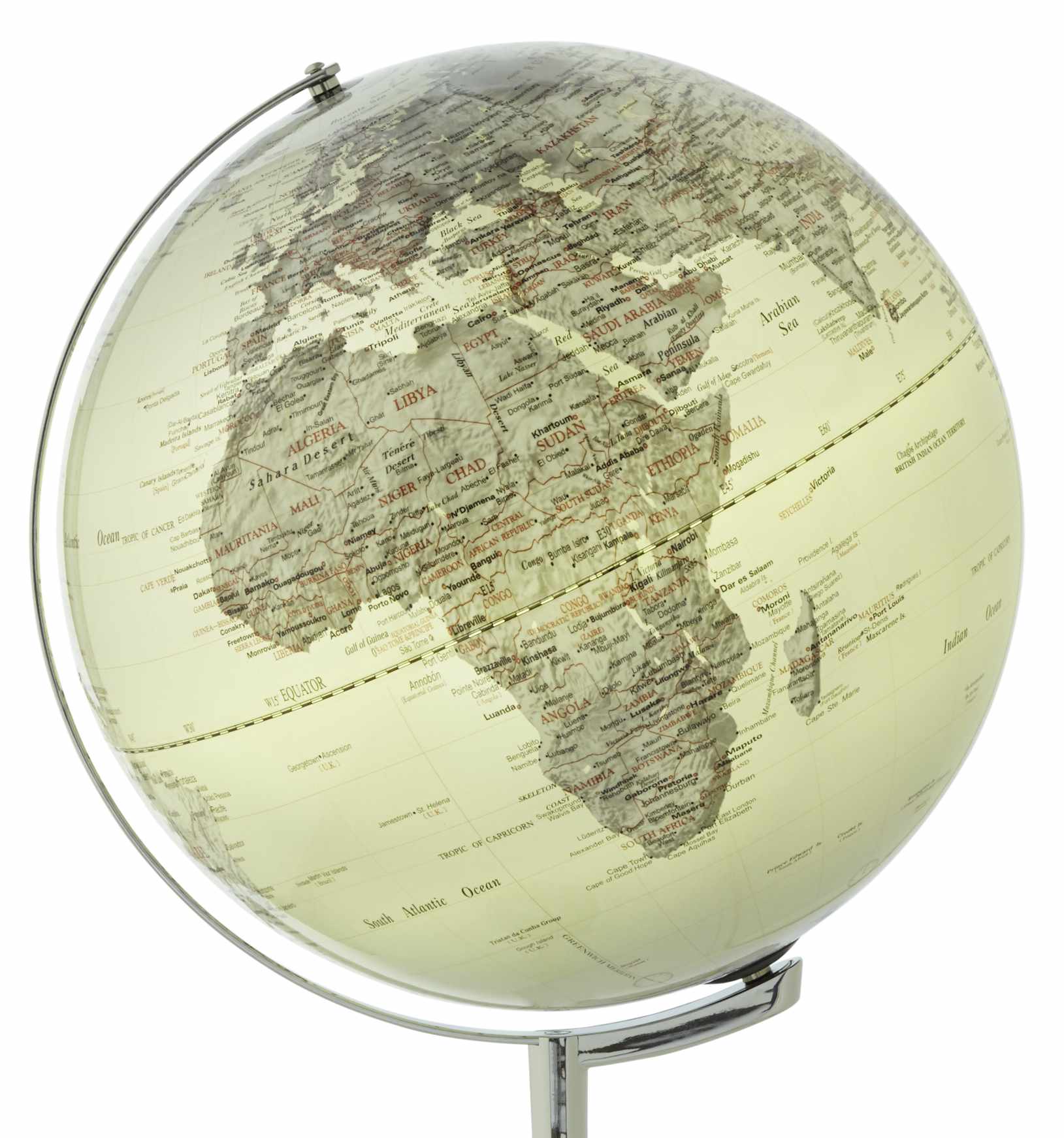 emform Standglobus 43cm beleuchtet Sojus Silver, silber, politisch