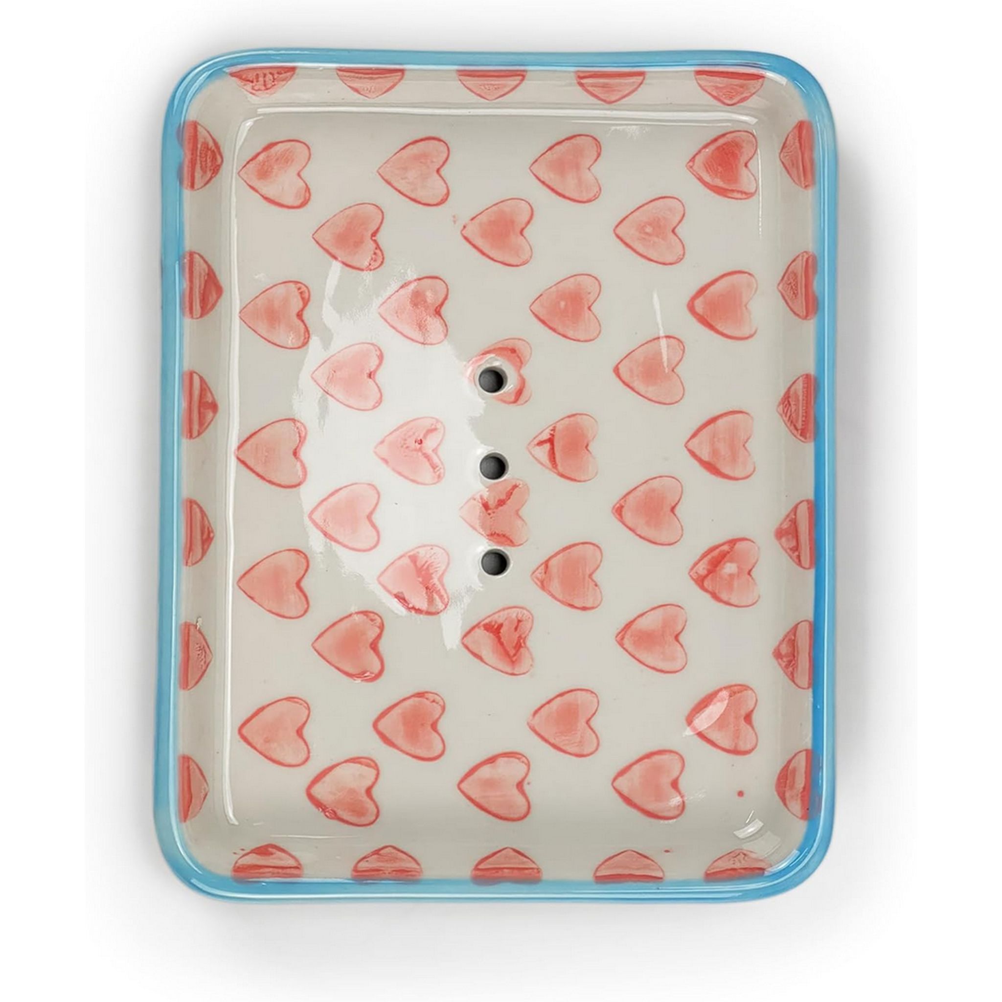 Parusia Seifenschale Herzen rot – dekorative Keramik-Seifenschale