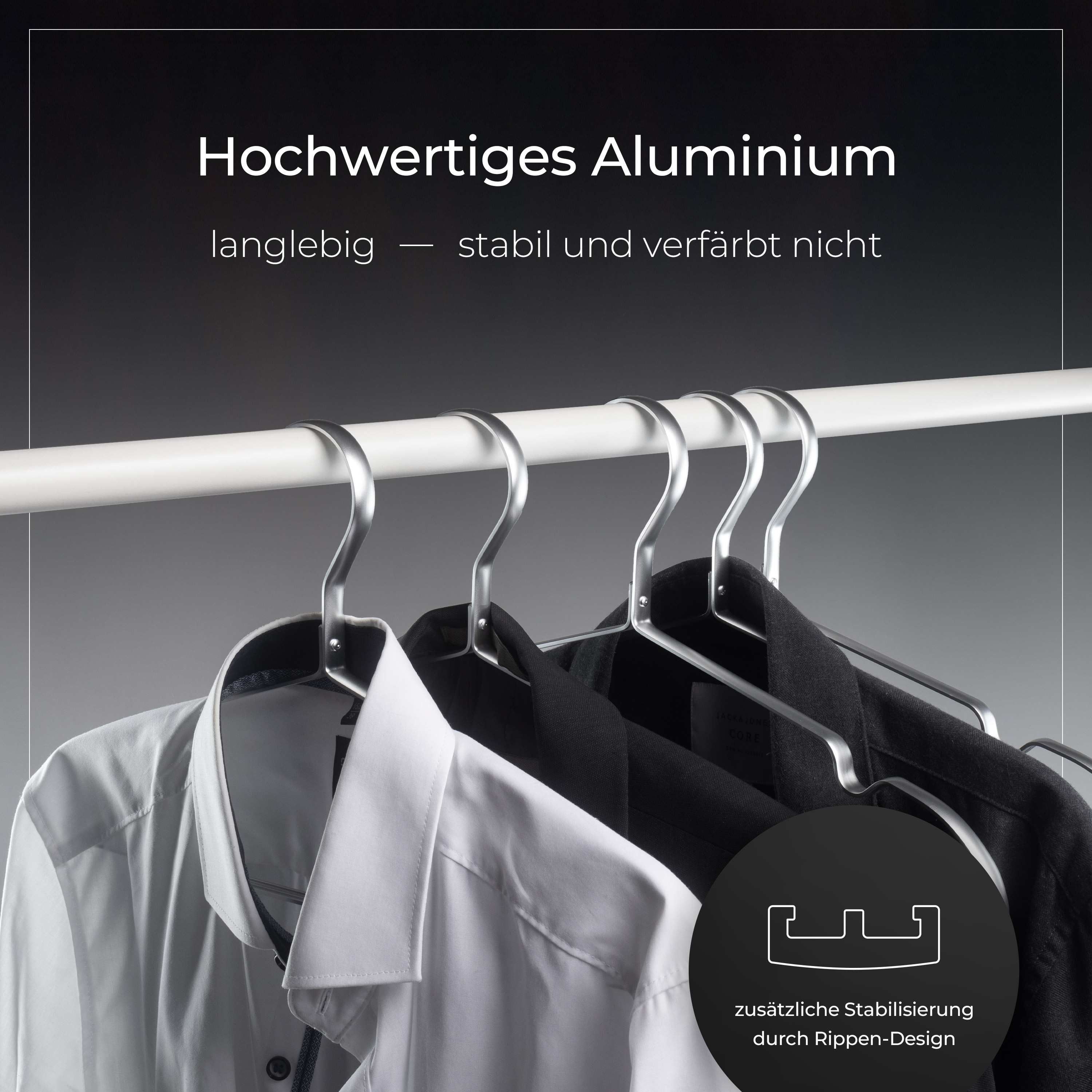 Parusia Kleiderbügel STELO silberfarben, rutschfest & formstabil