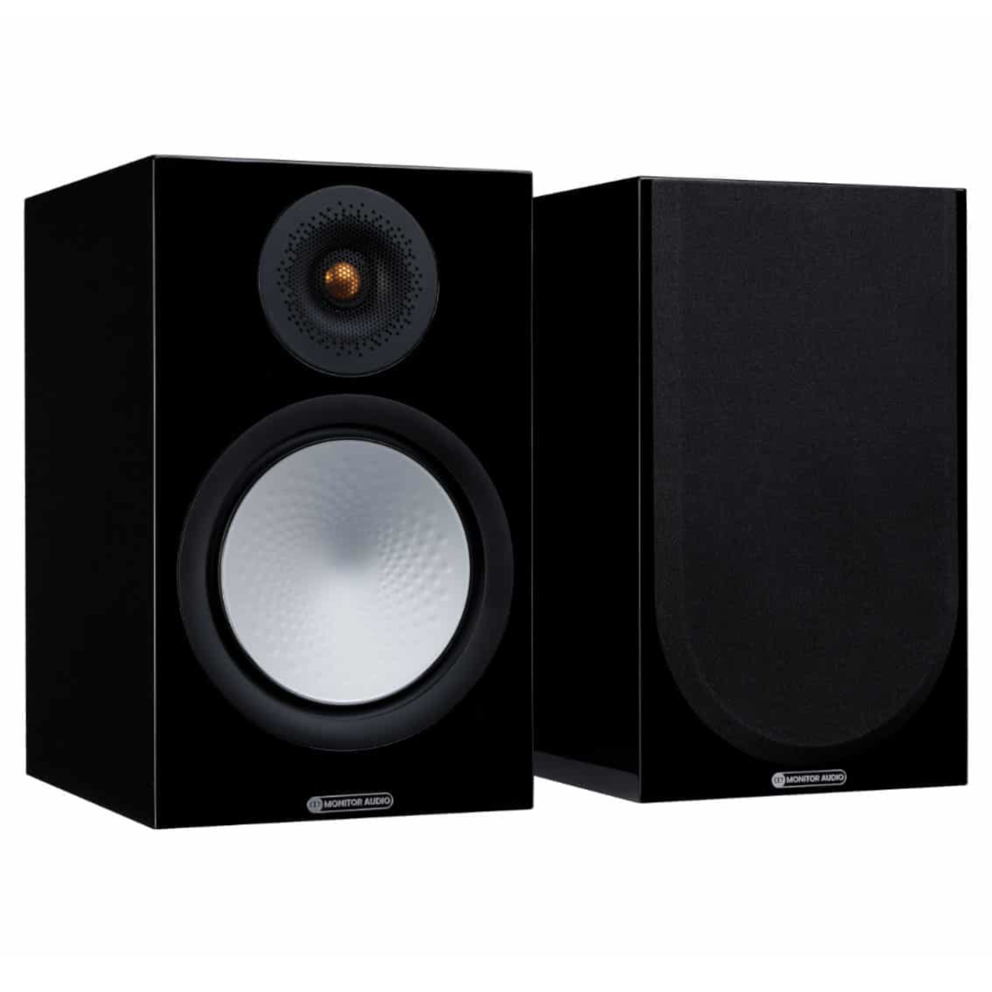 Monitor Audio 2x Kompaktlautsprecher + Roksan Verstärker Silber Hochglanz/Silber