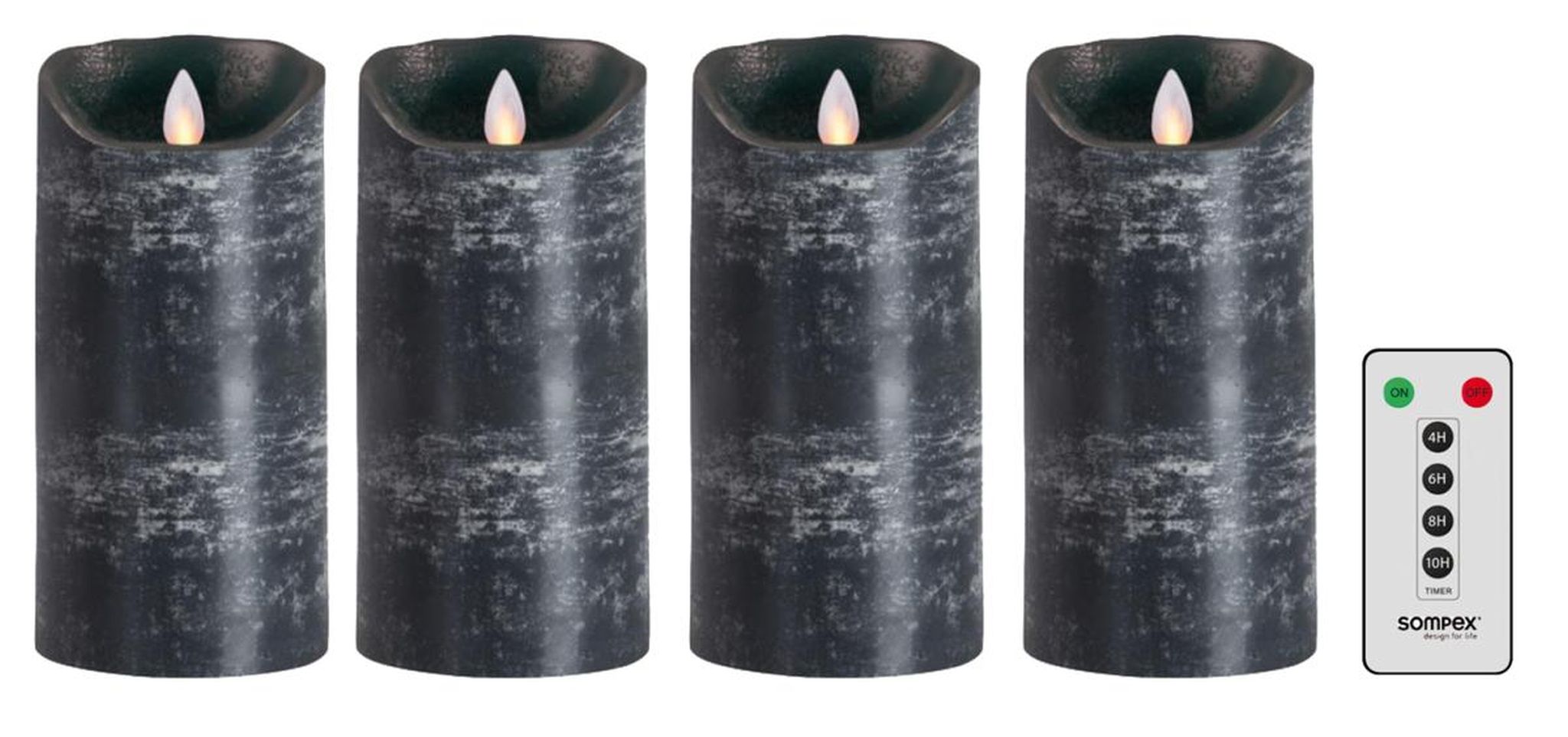Sompex Flame LED Echtwachskerzen 4er Set mit Fernbedienung
