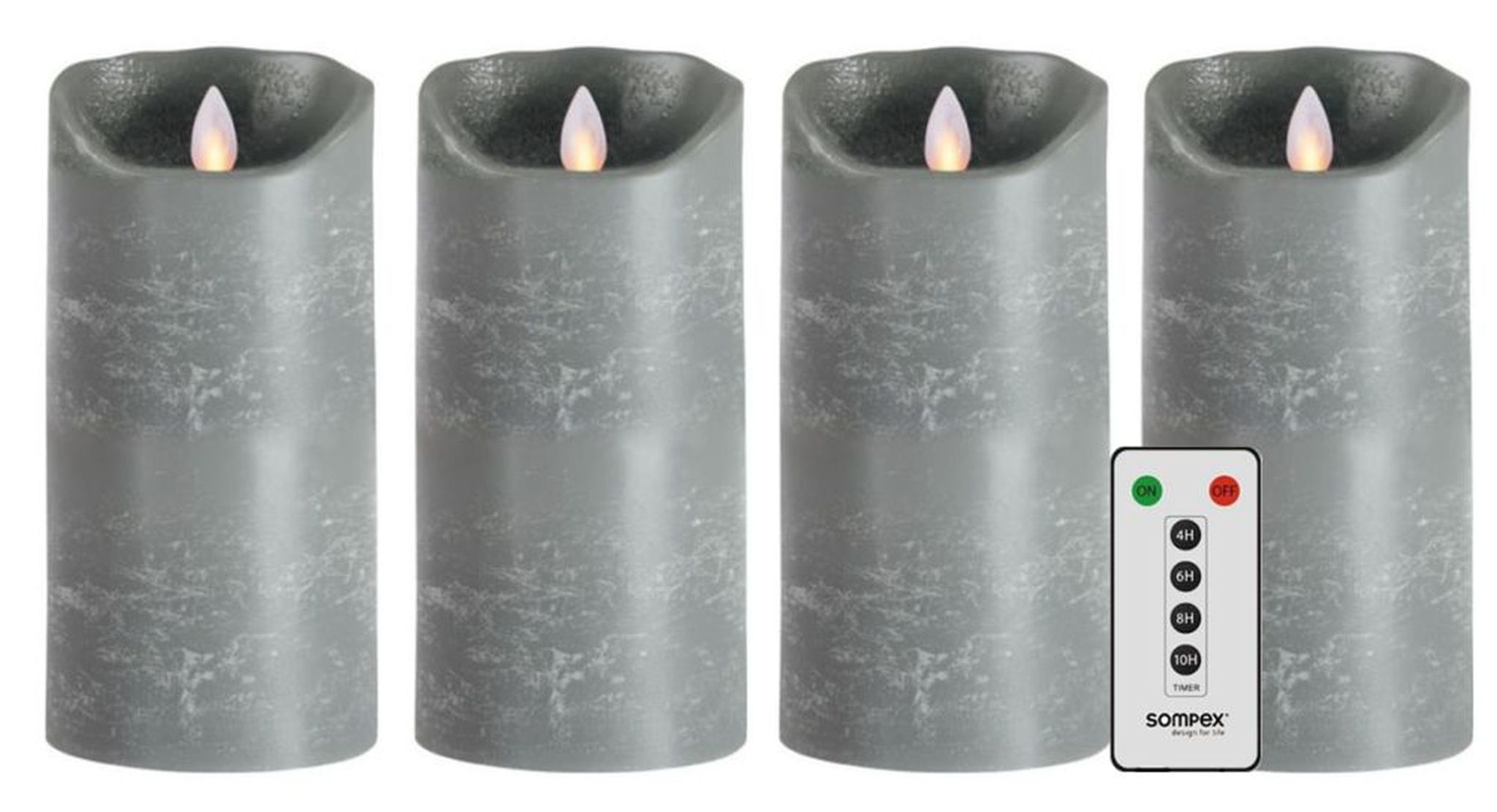 Sompex Flame LED Echtwachskerzen 4er Set mit Fernbedienung