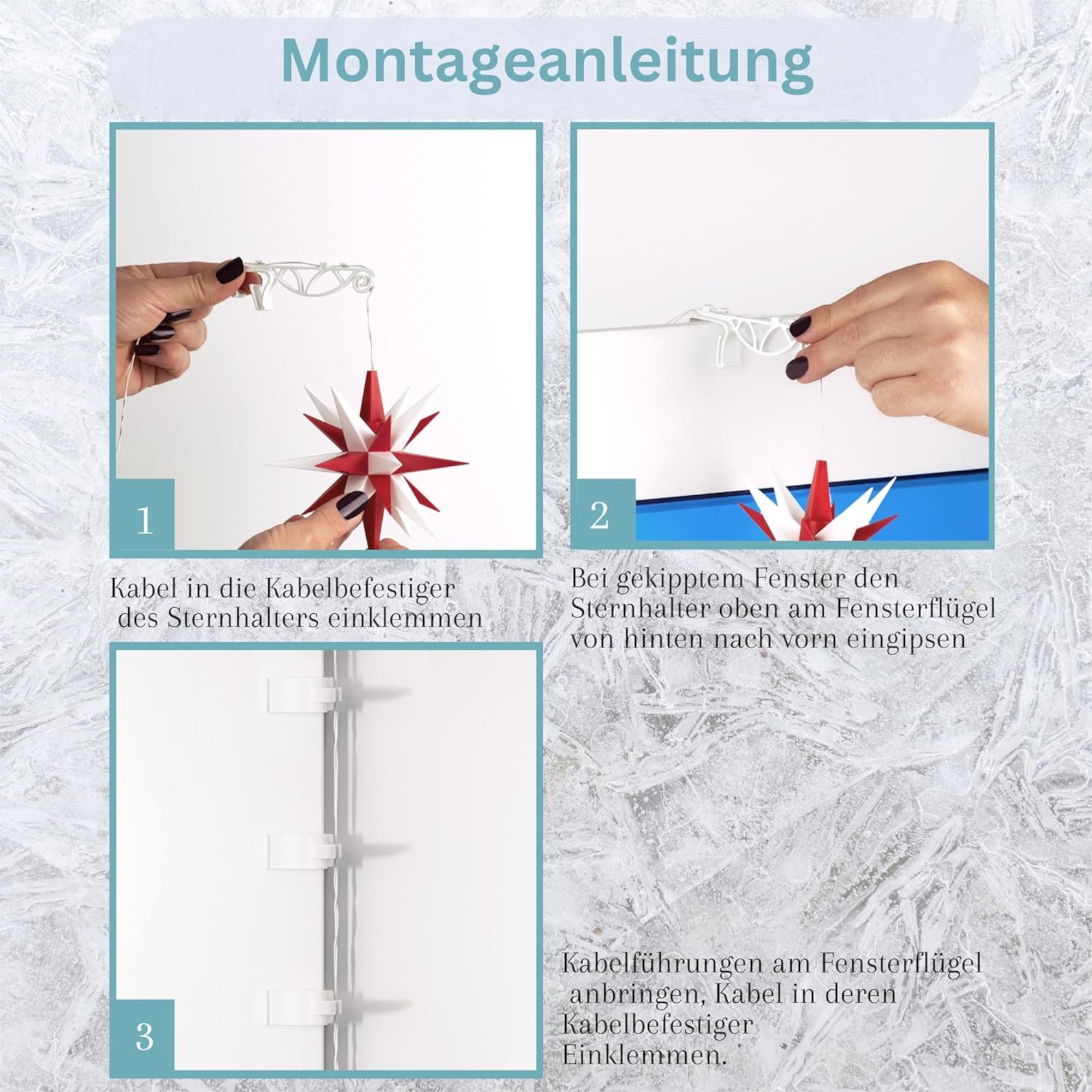 Innoperform Halter für Fenster für Dekoartikel mit Kabelführungen