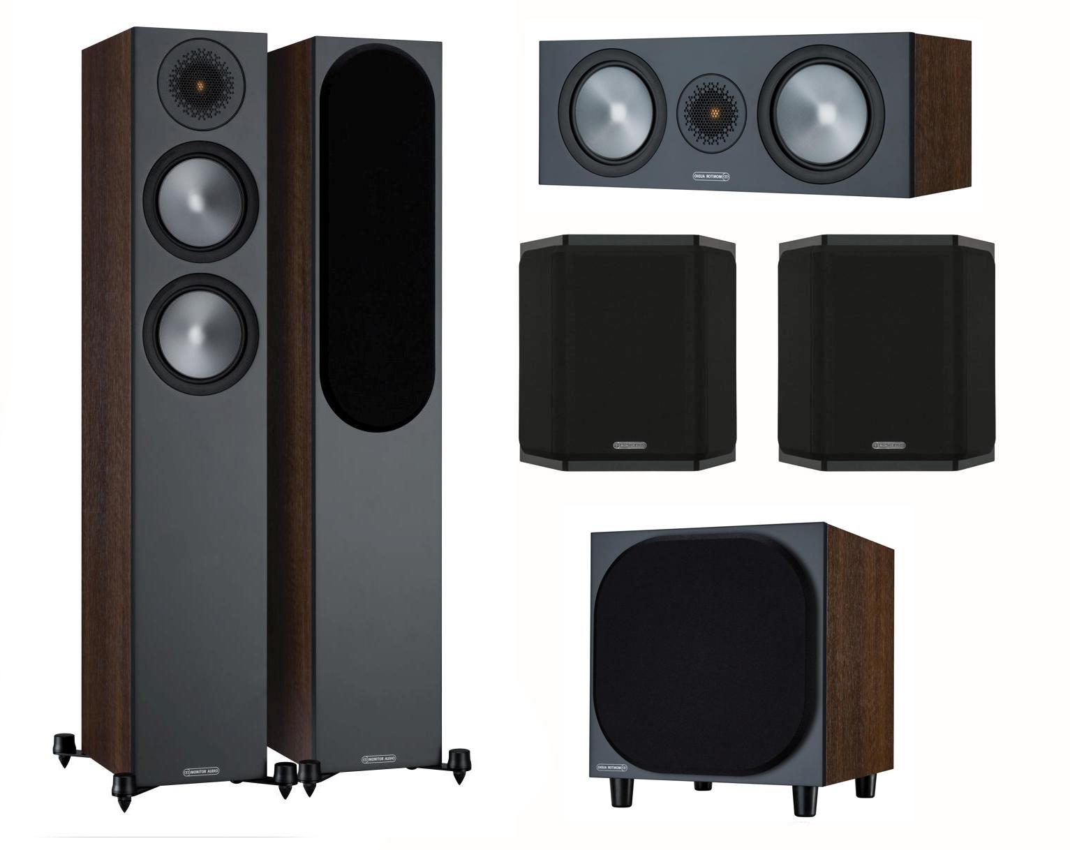 Monitor Audio Bronze 6G Cinema 200 Heimkino Lautsprecher-Set Walnuss schwarz