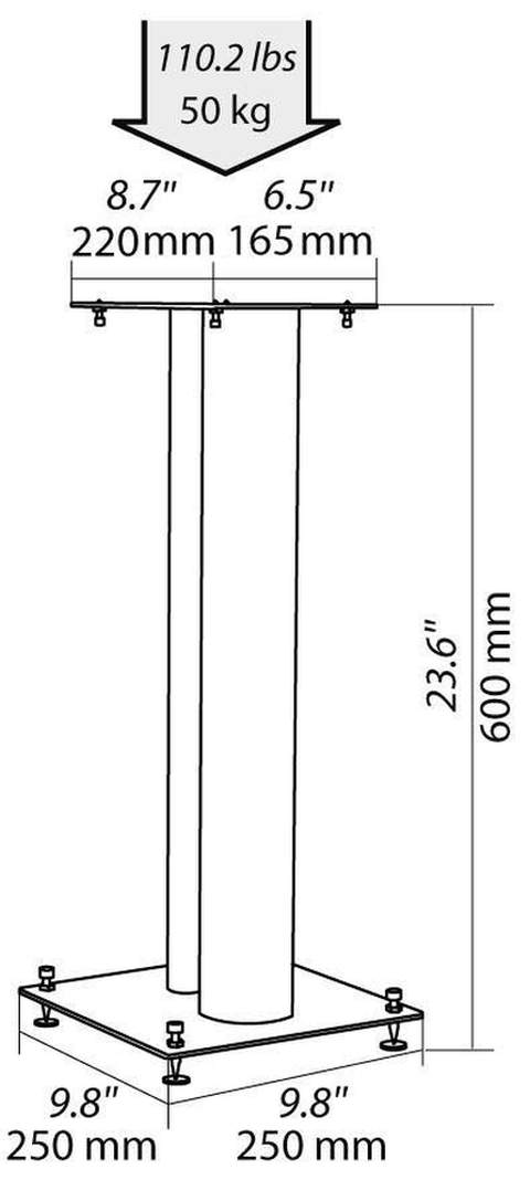 NorStone Lautsprecherständer Stylum 2 silber satin (matt) 60cm (Paar)