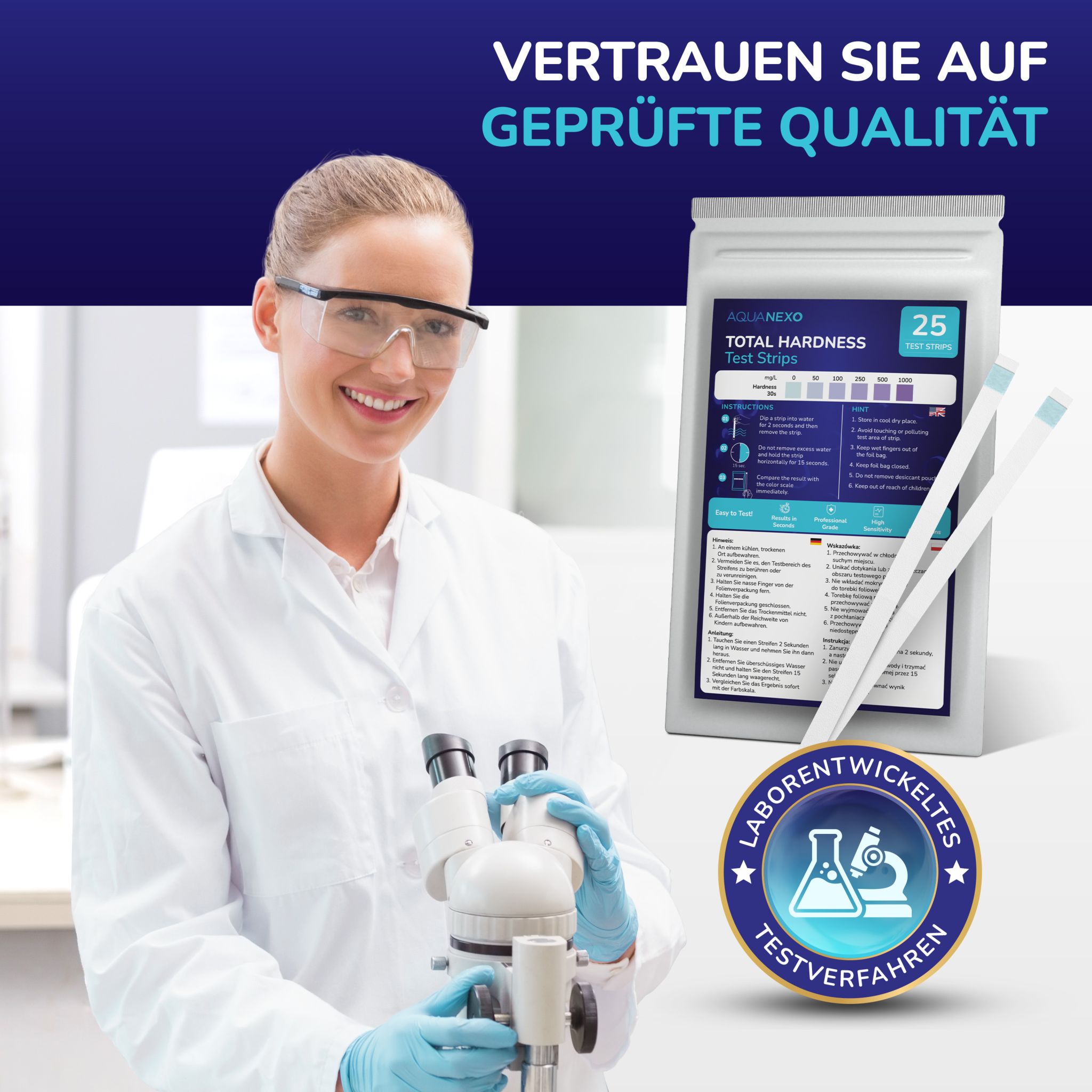 Aquanexo Wasserhärte Teststreifen 25 Stück