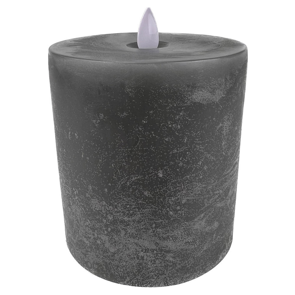 Sompex Flame flach Echtwachs LED Kerze, grau, 10 x 11 cm
