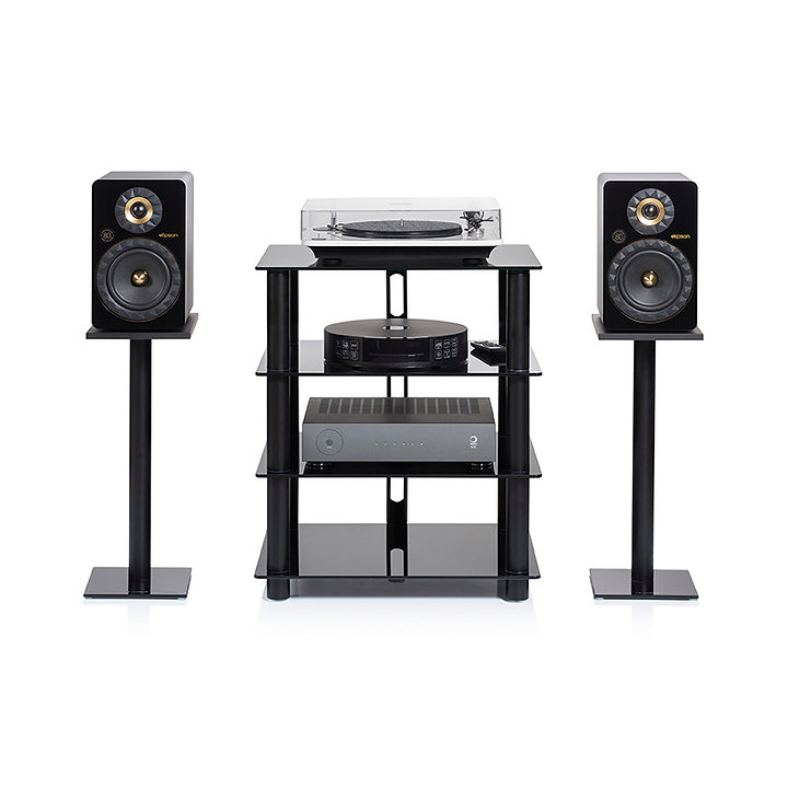 B-Ware - NorStone Lautsprecherständer EPUR Schwarz Matt/Schwarzglas 60cm (Paar)