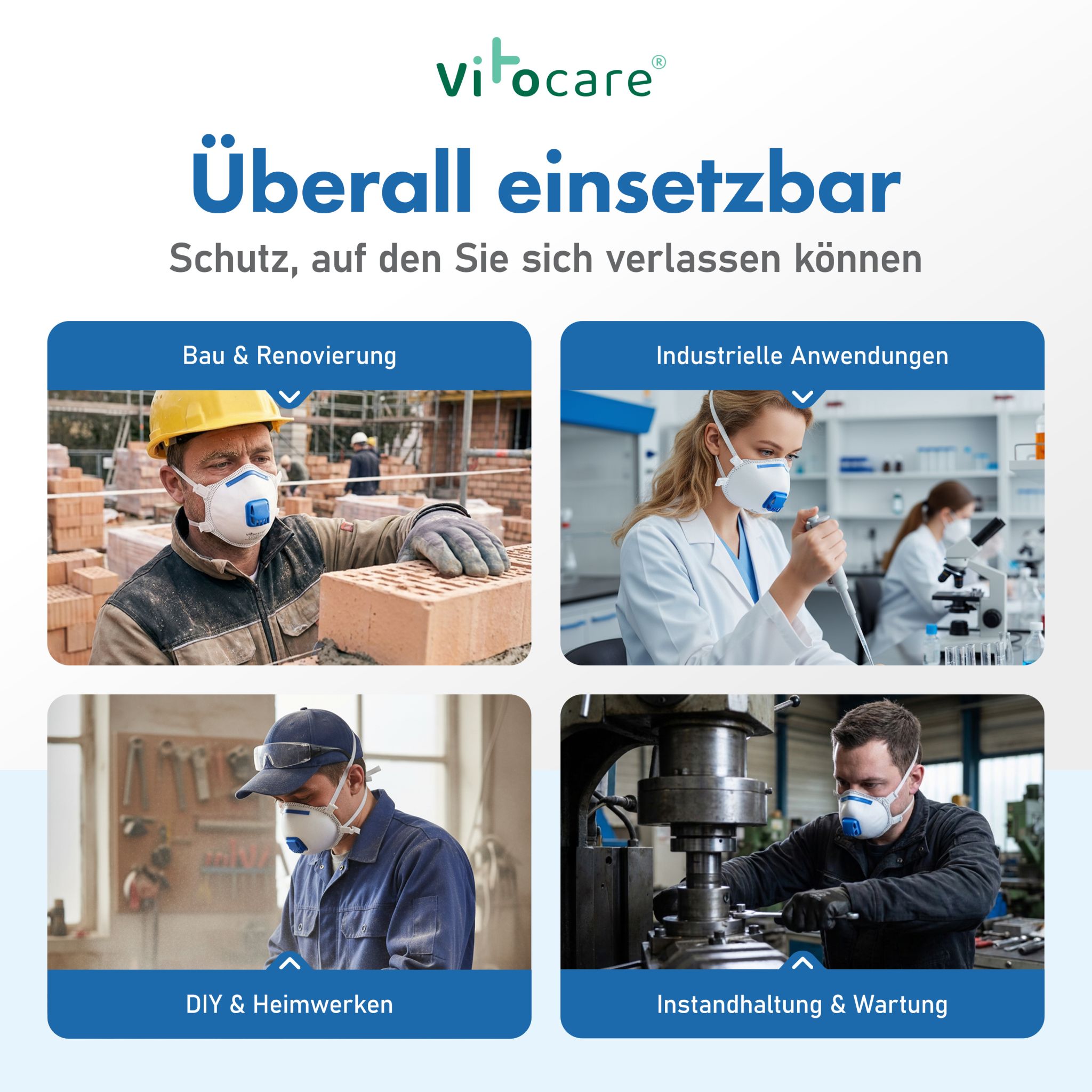 Vitocare FFP3 Atemschutzmaske mit Ventil, 5er Pack, weiß