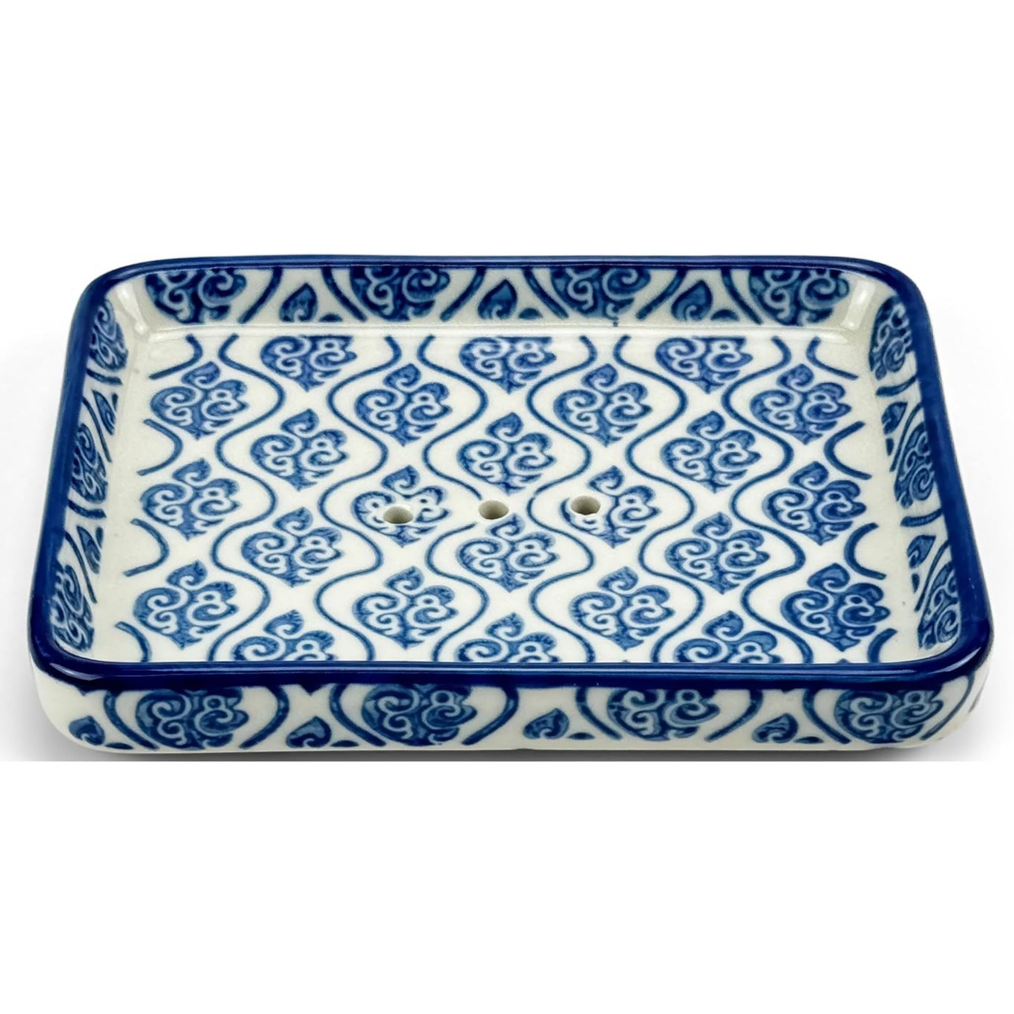 Parusia Seifenschale Ornamente blau – dekorative Keramik-Seifenschale