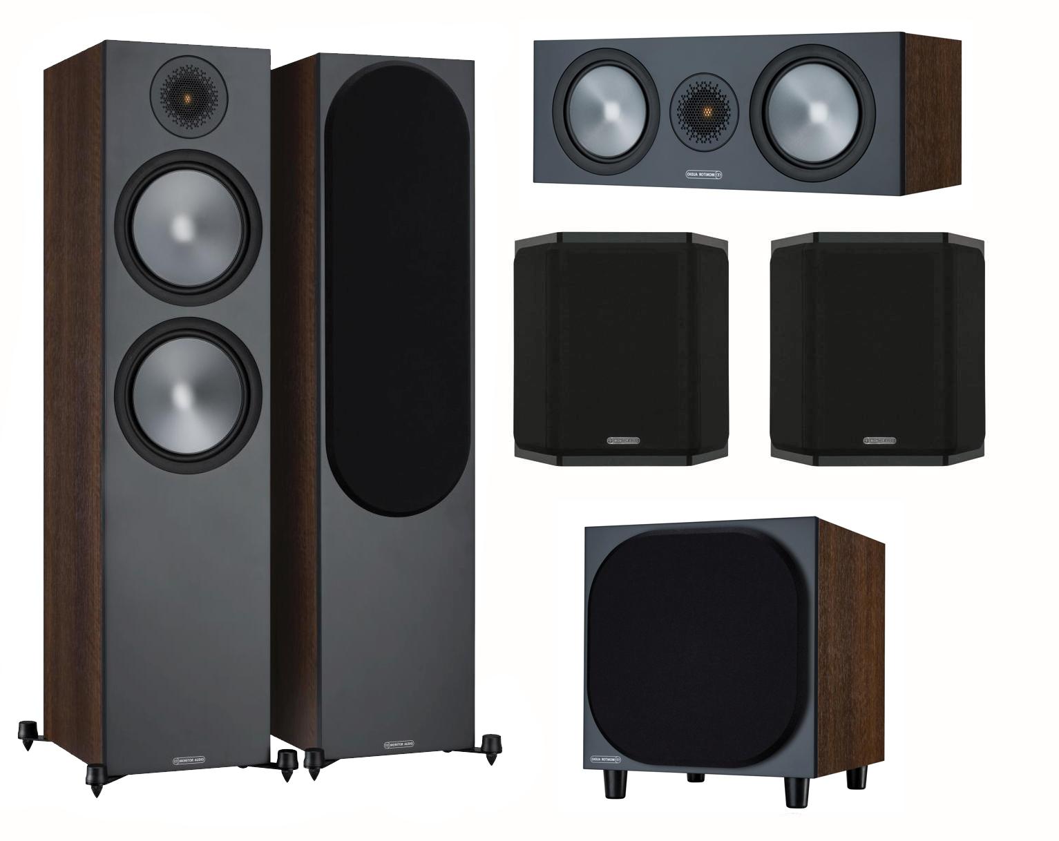 Monitor Audio Bronze 6G Cinema 500 Heimkino Lautsprecher-Set Walnuss schwarz