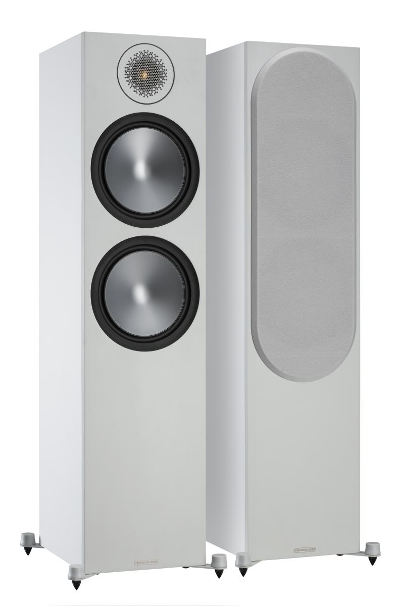 Auspackartikel - Monitor Audio Bronze 500 (6G) Standlautsprecher weiß (Frontseite grau) [Paar]