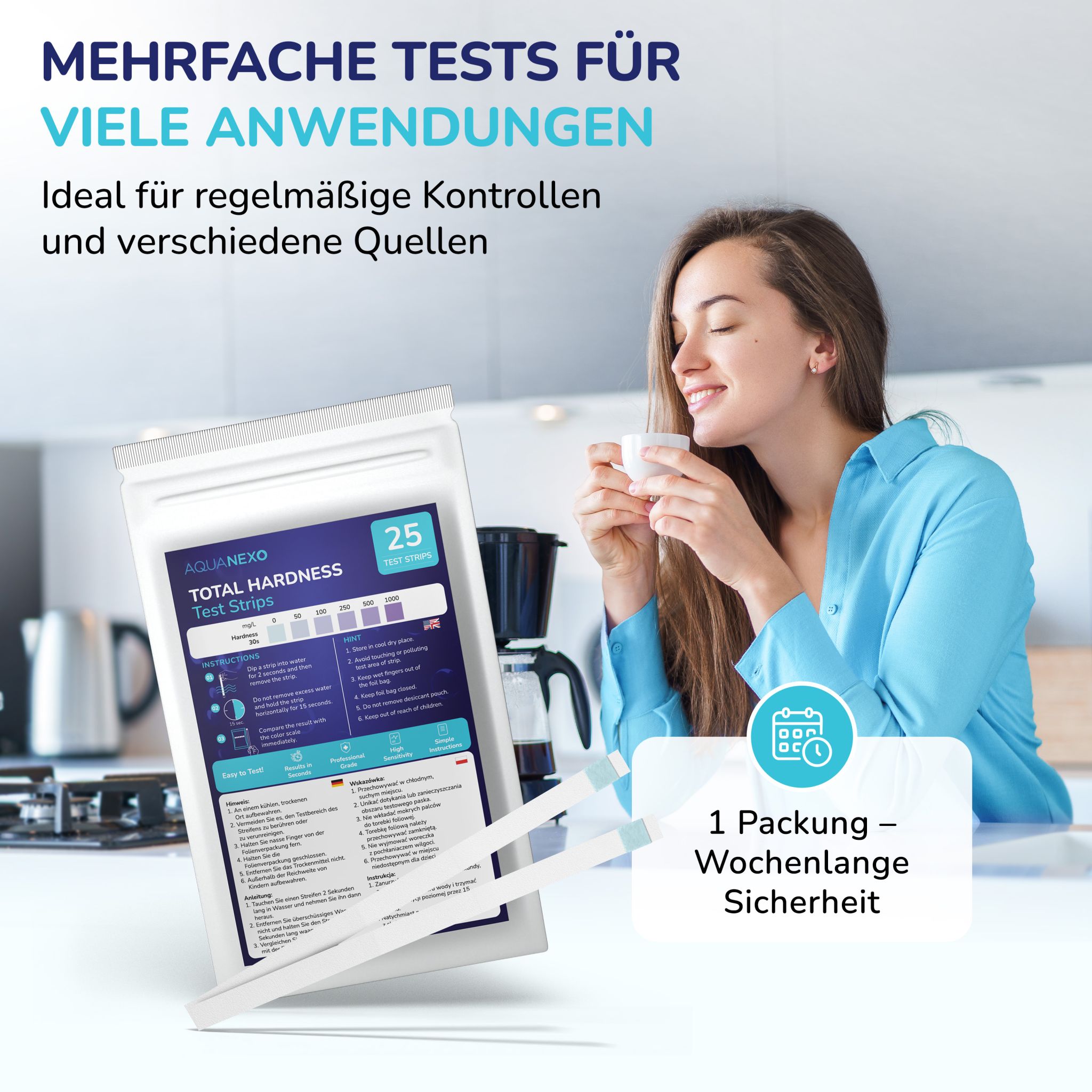Aquanexo Wasserhärte Teststreifen 25 Stück