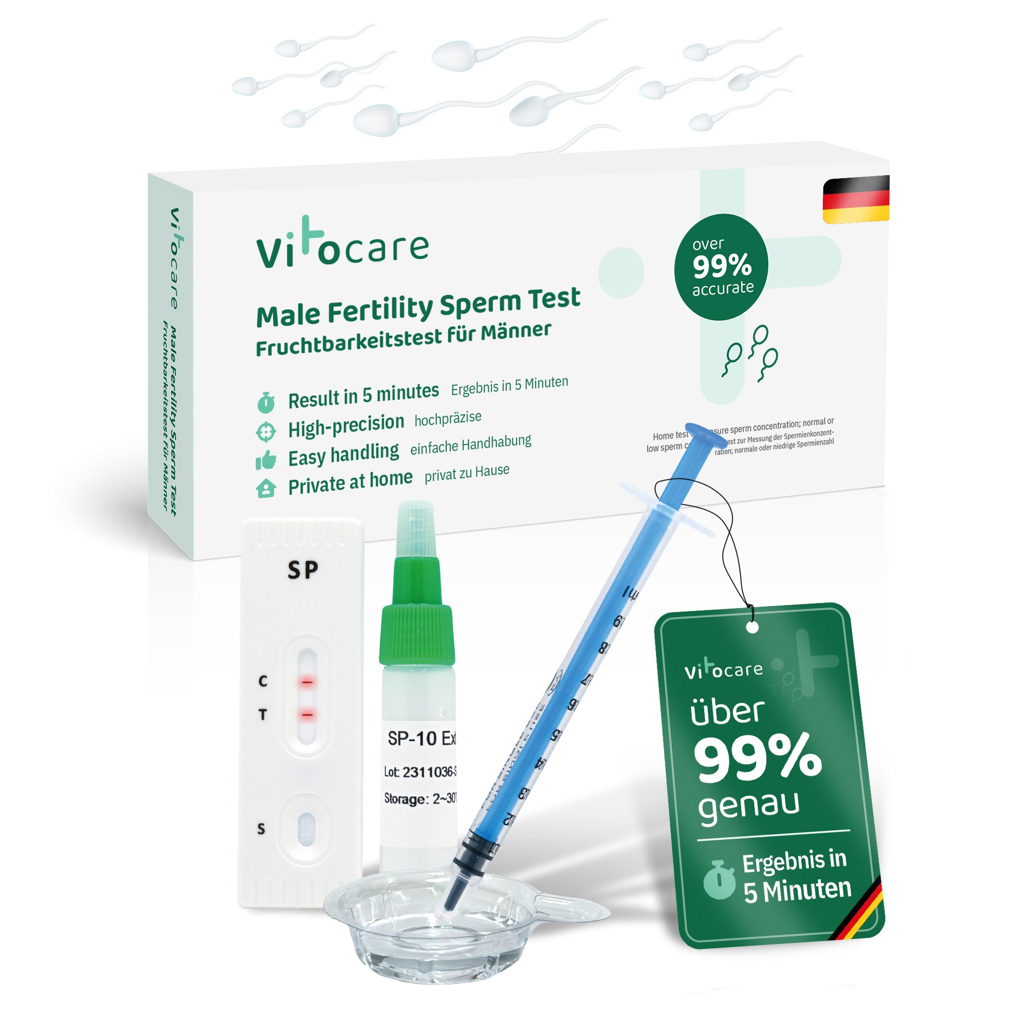 Vitocare Fruchtbarkeitstest Mann | Spermatest f. Zuhause