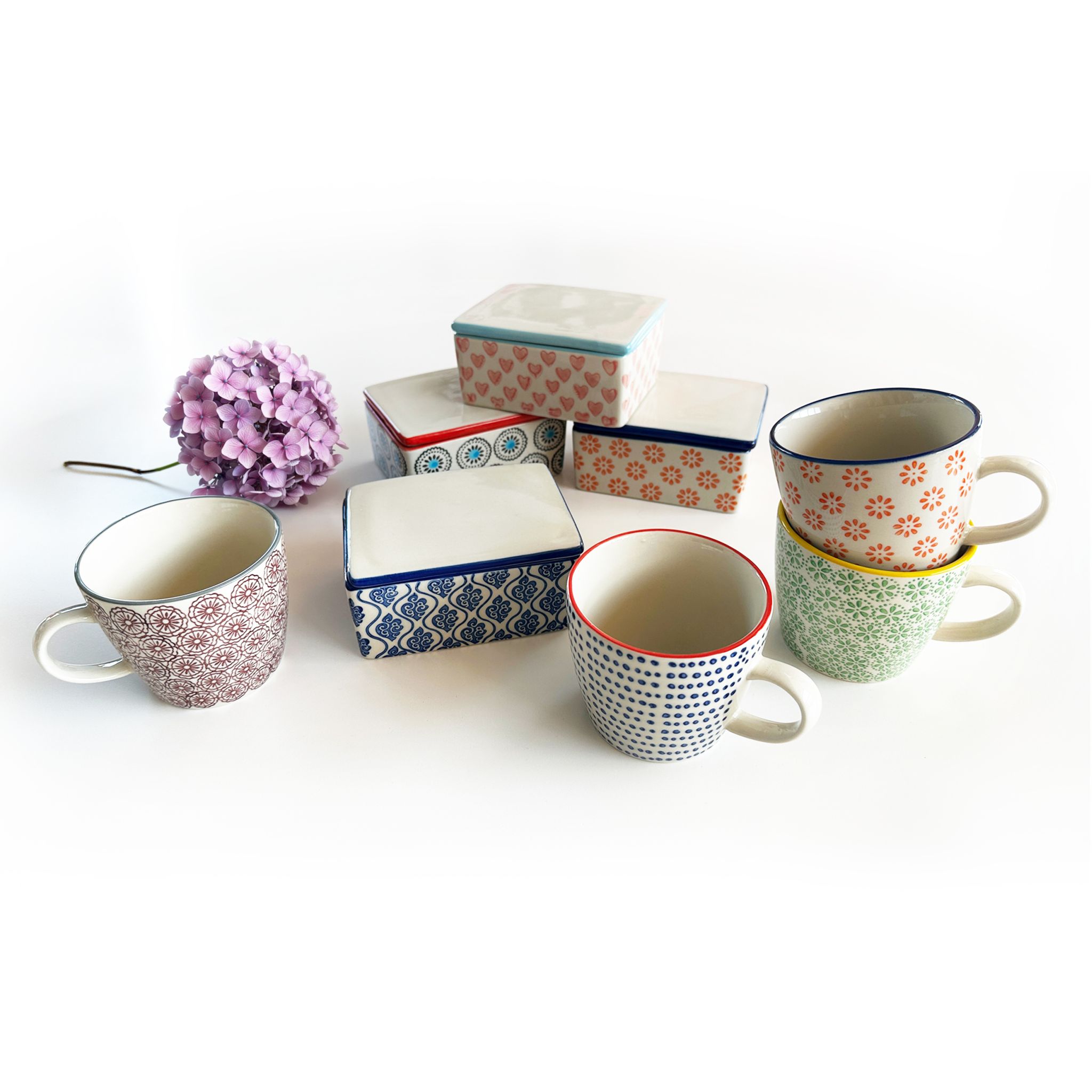 Parusia Butterdose Blüten orange – stilvolle Keramik-Butterschale 2 zeilig