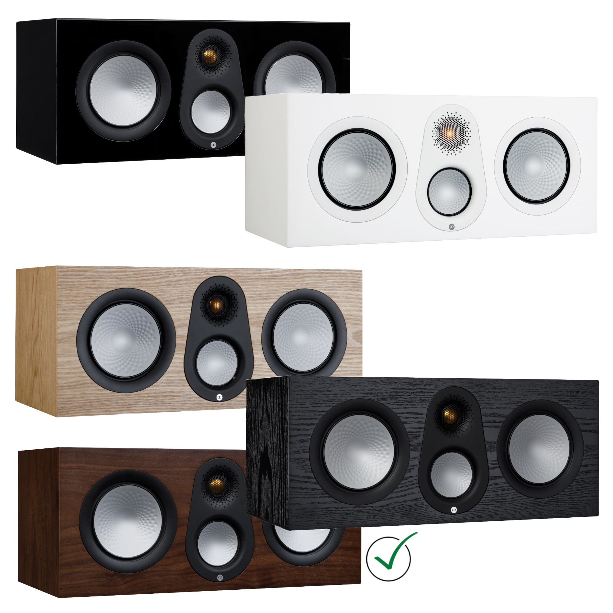 Auspackartikel Monitor Audio Center-Lautsprecher Silver C250 7G, Echtholzfurnier Walnuss Natur