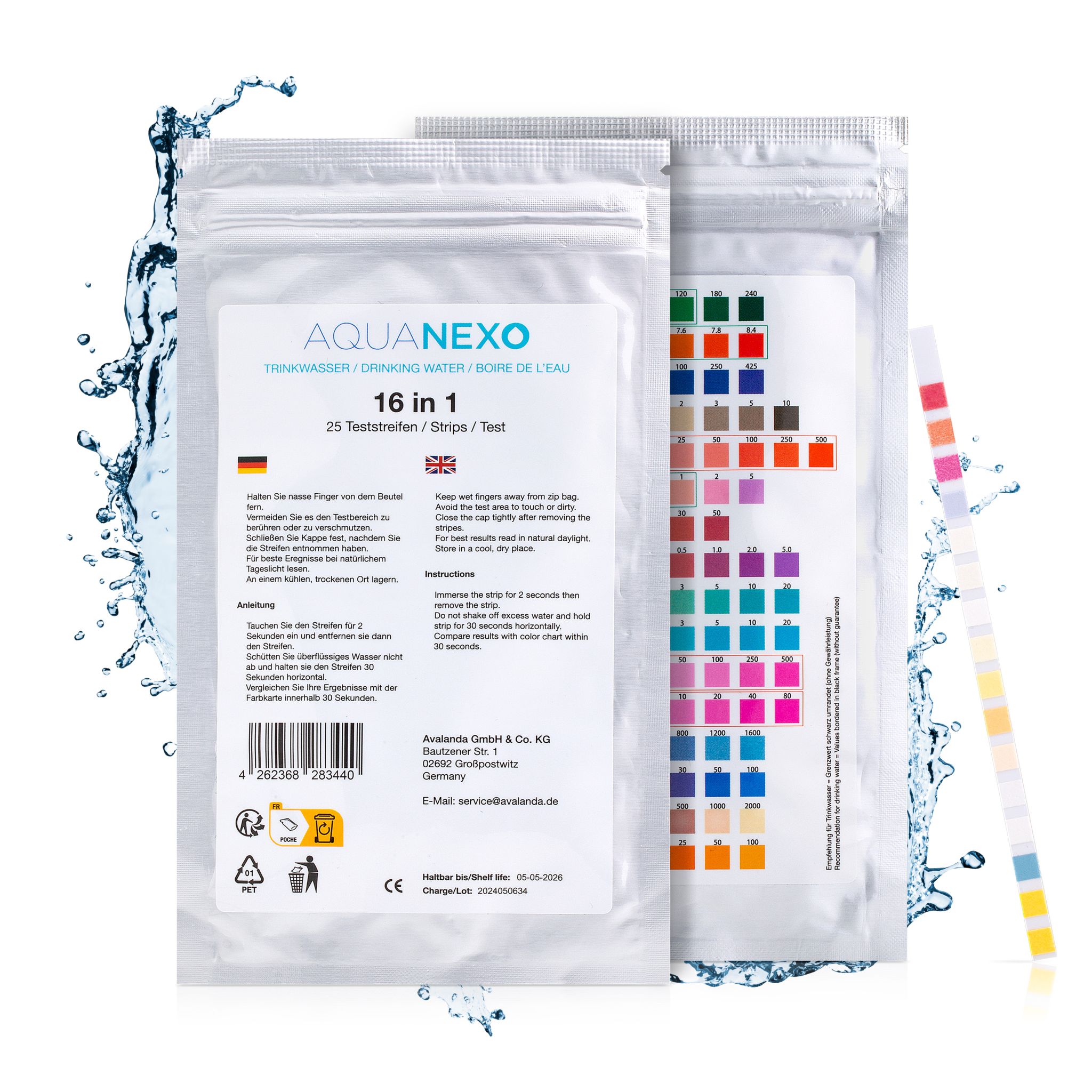 Trinkwasser Teststreifen 16-in-1 50st. pH Wasserhärte 50 st. Wassertester