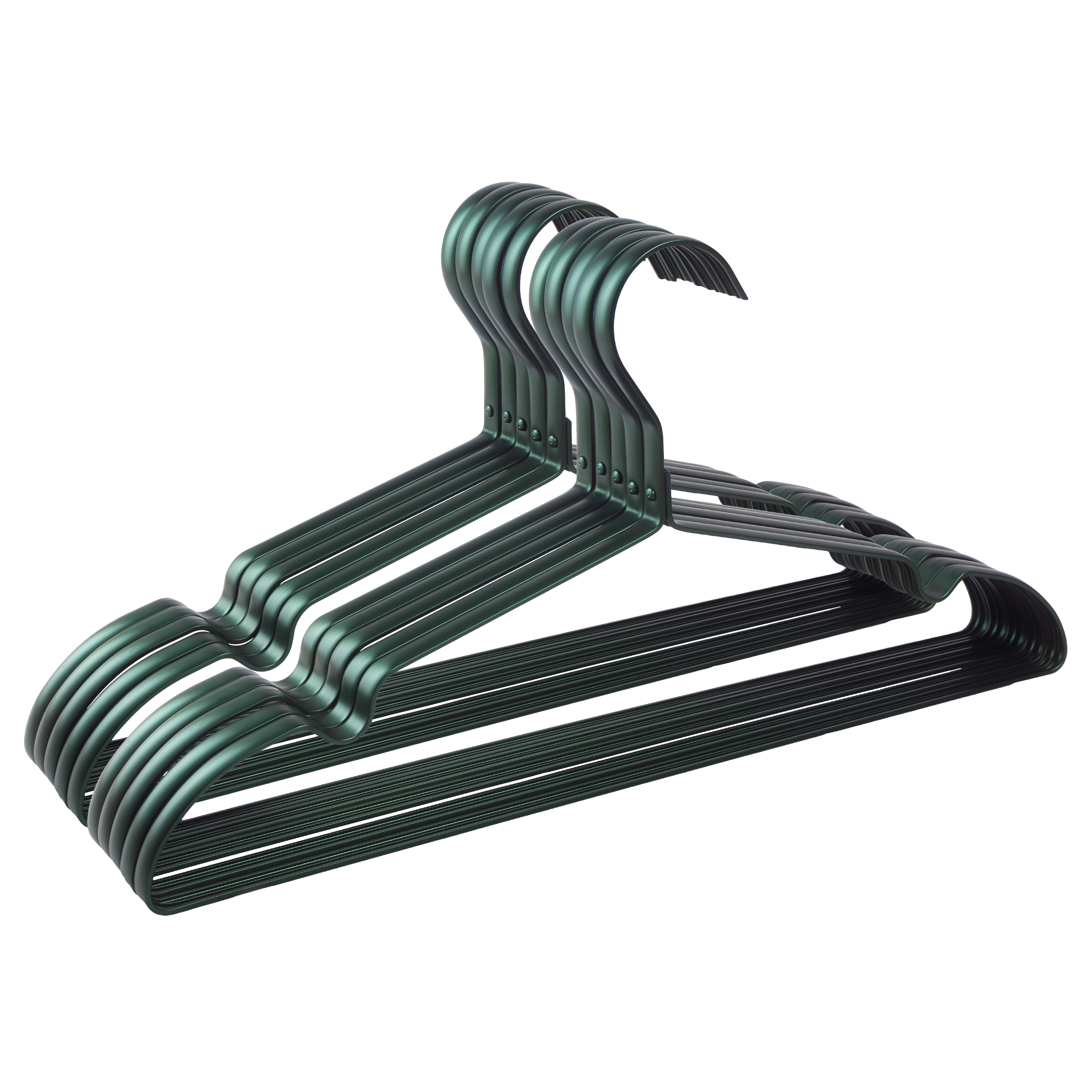 10x Parusia Kleiderbügel grün 42cm breit, Steg 1cm, Metall rostfrei, formstabil