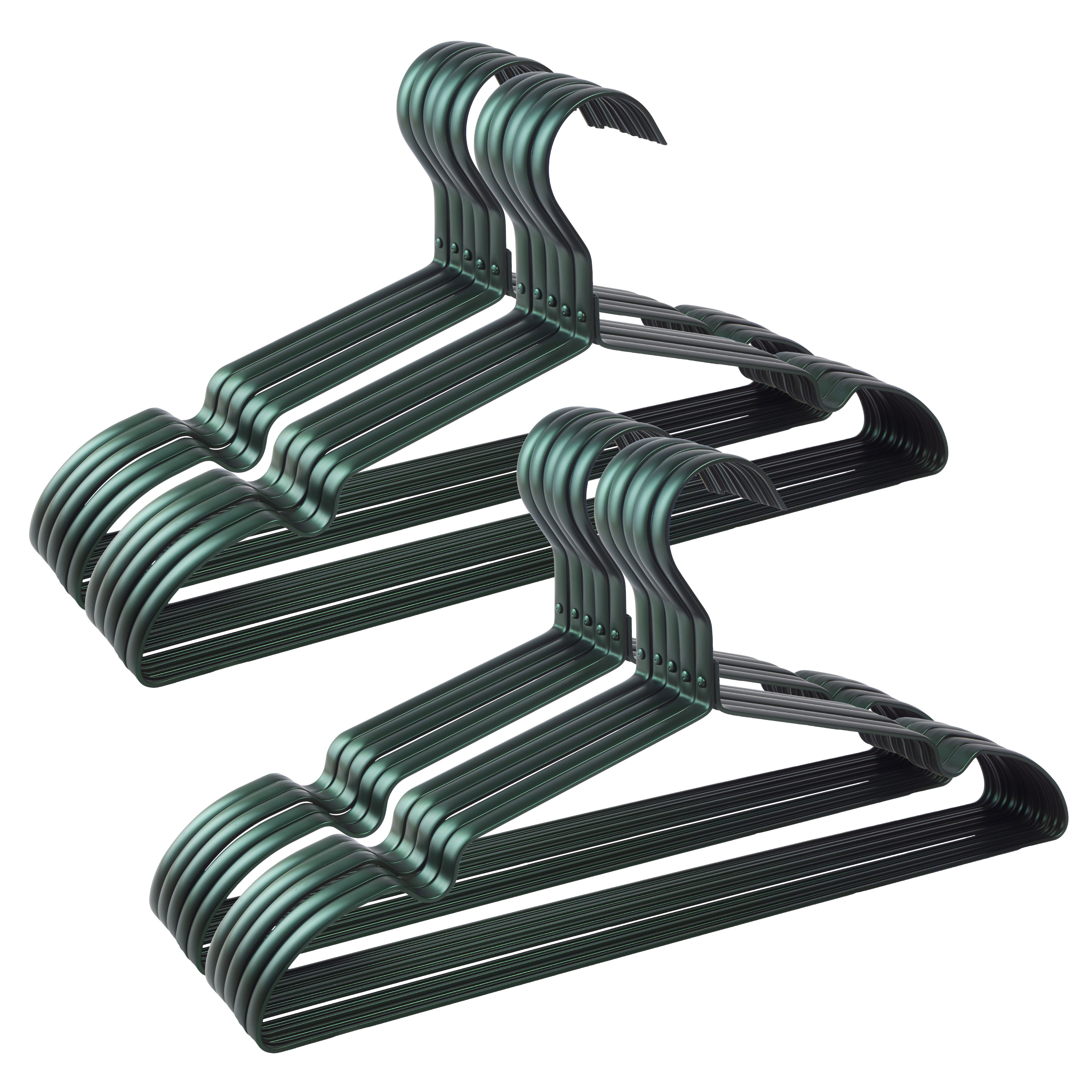 40x Parusia Kleiderbügel grün 42cm breit, 1cm, Metall rostfrei, formstabil