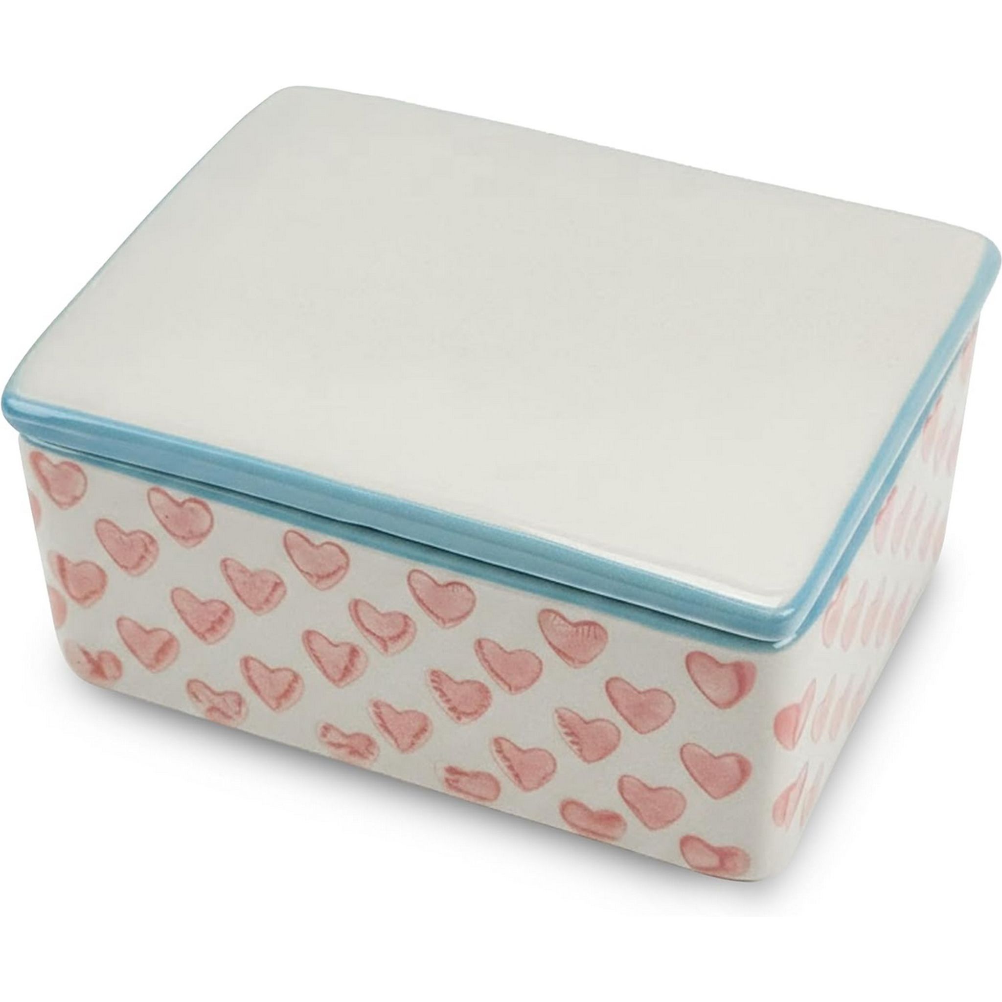 Parusia Butterdose Herzen rot – dekorative Keramik-Butterschale 3 zeilig