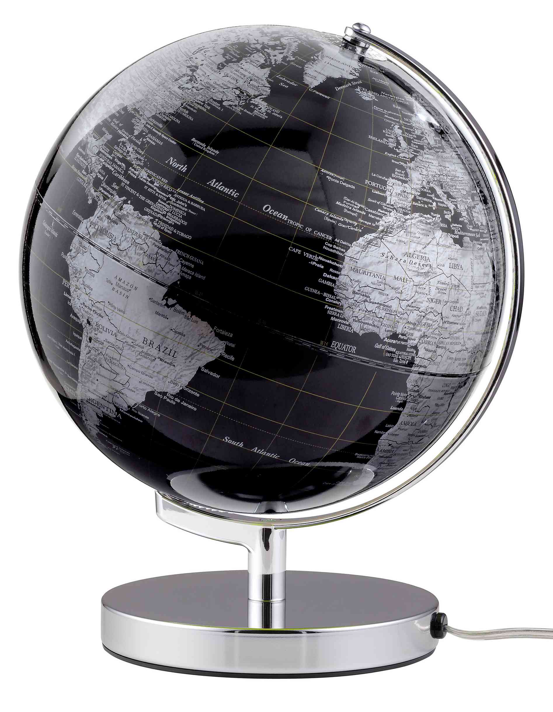 Ausstellungsstück - emform Globus 24cm beleuchtet Terra Black Light, schwarz, politisch