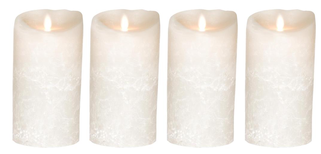 4er Set Sompex Flame LED Echtwachskerzen 18cm weiß Frost