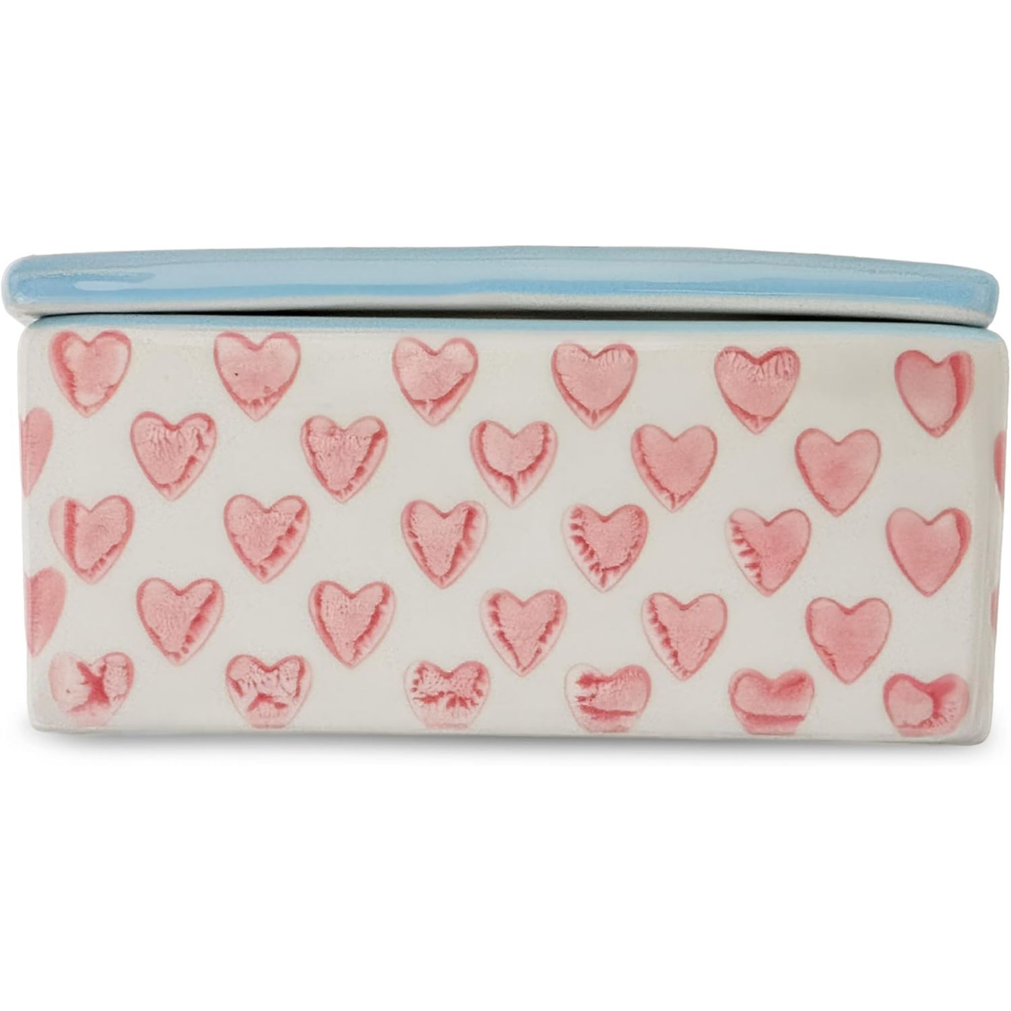 Parusia Butterdose Herzen rot – dekorative Keramik-Butterschale 3 zeilig