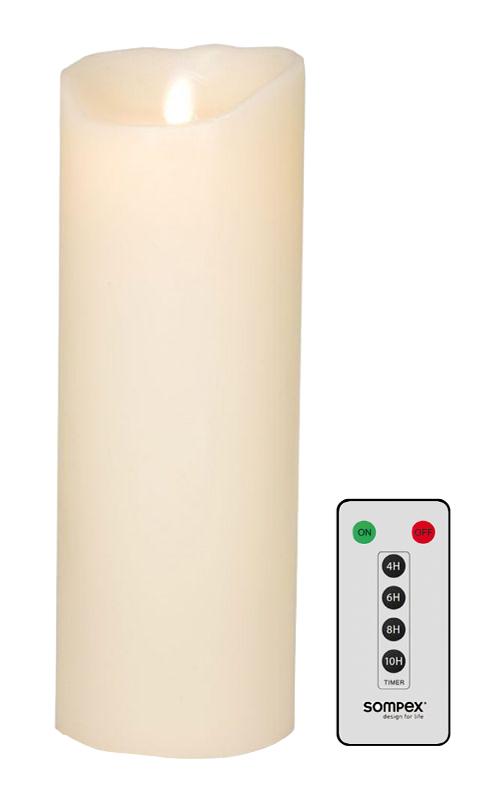 Set Sompex Flame LED Echtwachskerze elfenbein 8x23cm mit Fernbedienung