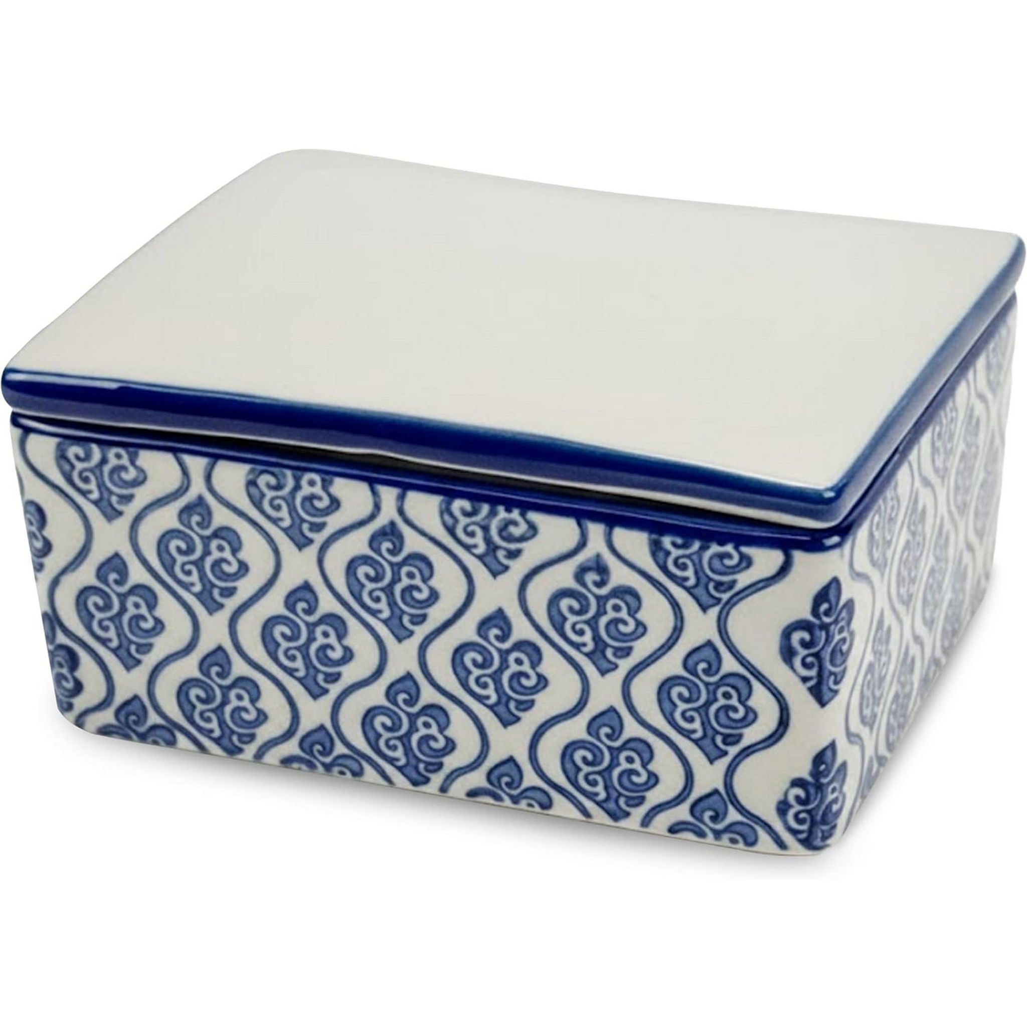 Parusia Butterdose Ornamente blau – dekorative Keramik-Butterschale 2,5 zeilig