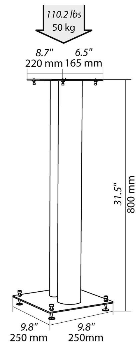 NorStone Lautsprecherständer Stylum 3 silber satin (matt) 80cm (Paar)