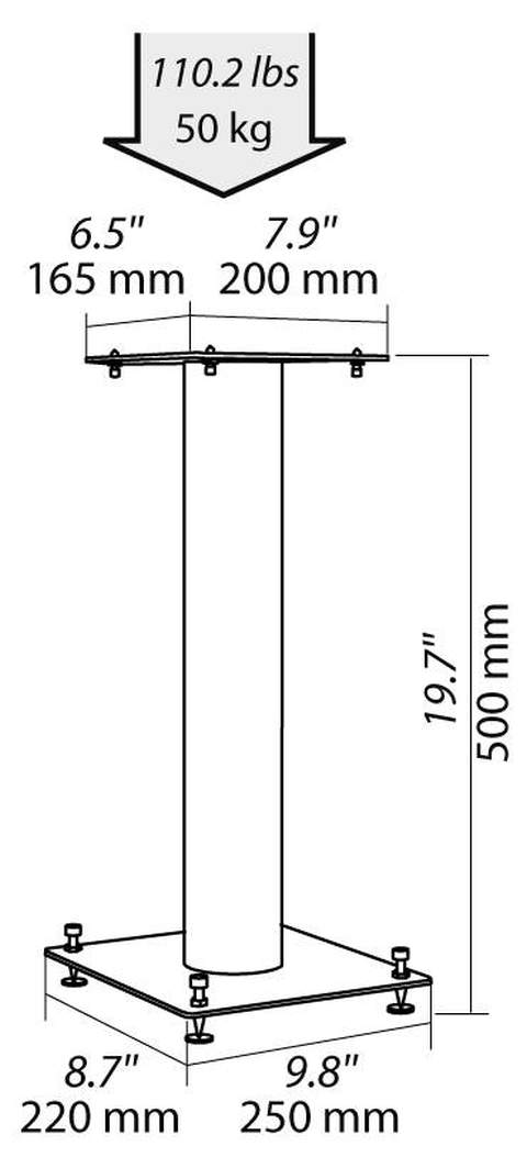 NorStone Lautsprecherständer Stylum 1 silber satin (matt) 50cm (Paar)