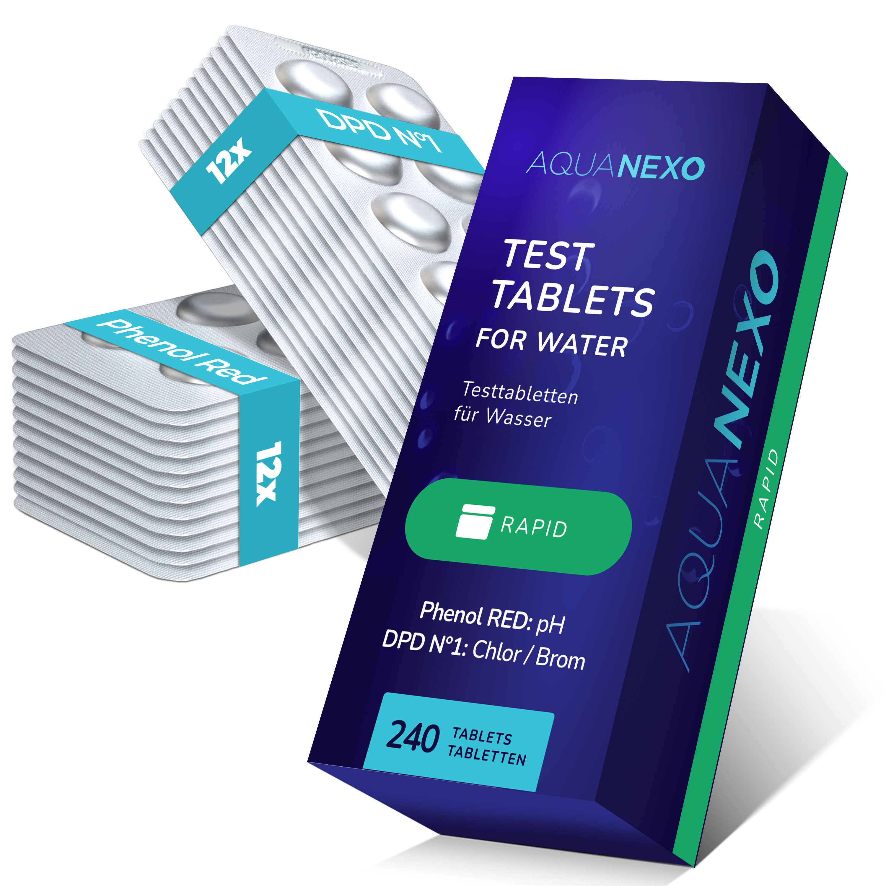 Aquanexo Rapid Test-Tabletten Wasseranalyse PH-WERT + DPD1 2x120 Stück