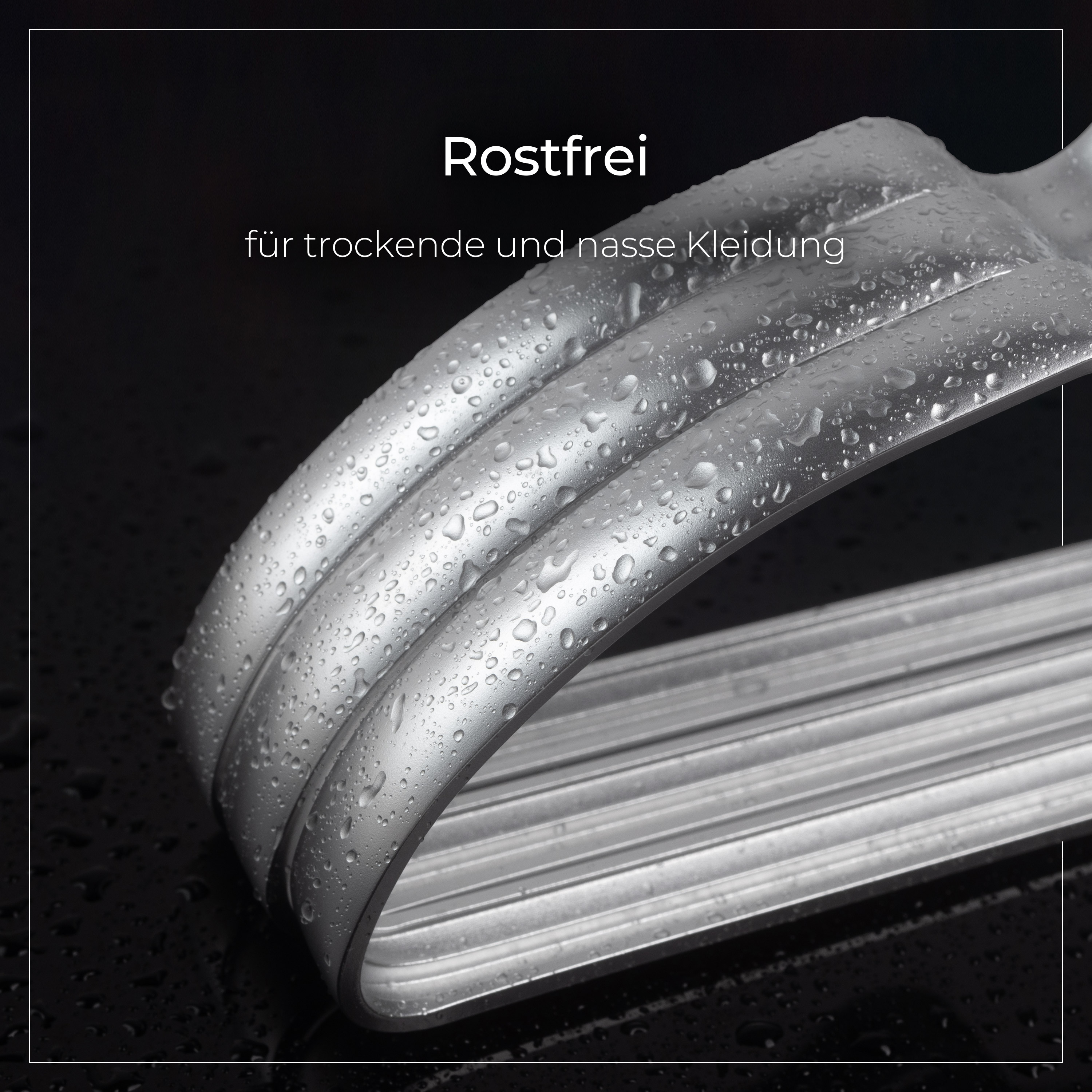 20x Parusia Kleiderbügel silber 42cm breit, Steg 1cm, Metall rostfrei formstabil
