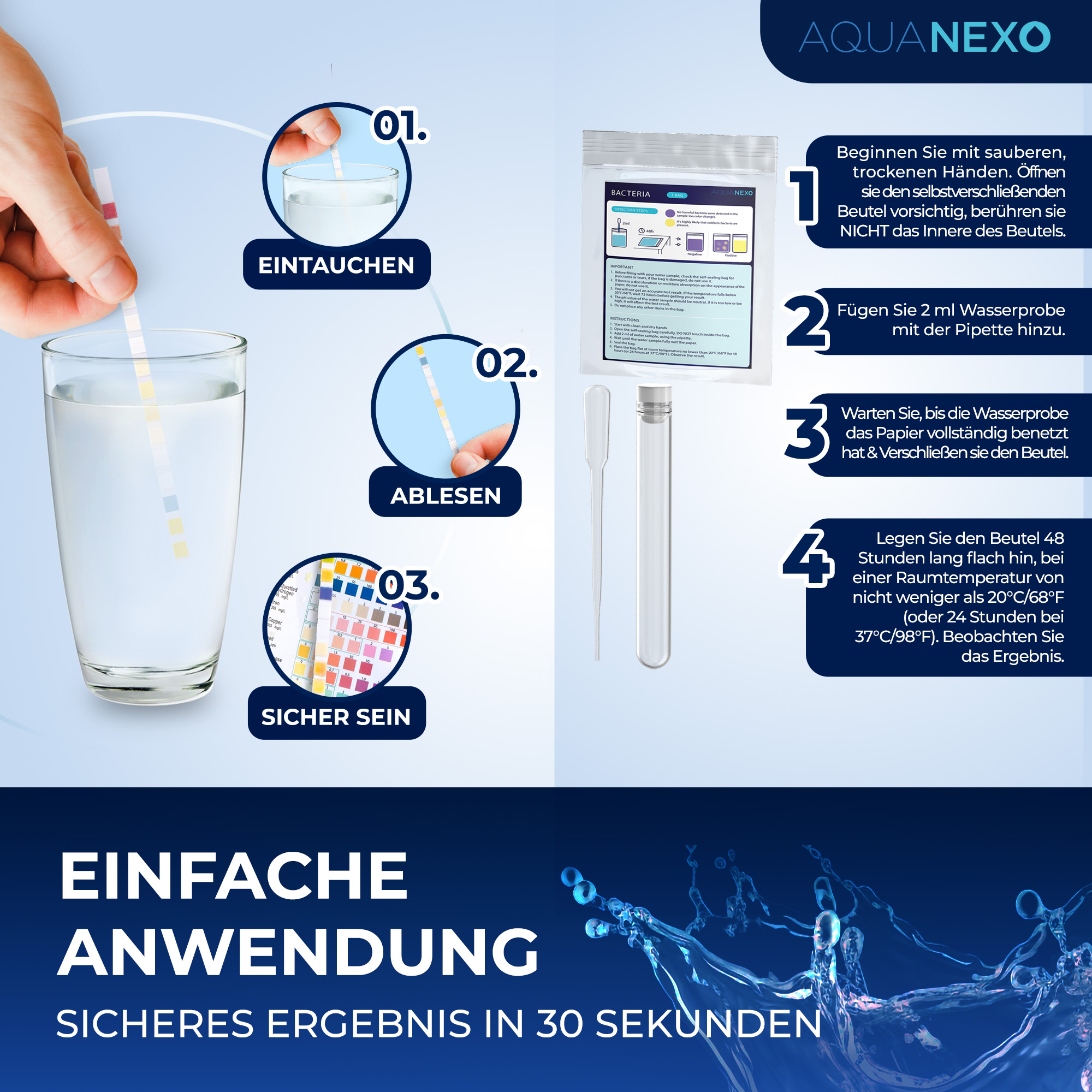 125 Wassertester Trinkwasser Teststreifen 17-in-1 + 2 Bakterientests + 10 Trinkwasser Teststreifen Nitrat/Nitrit + 10 Trinkwasserteststreifen Sulfate