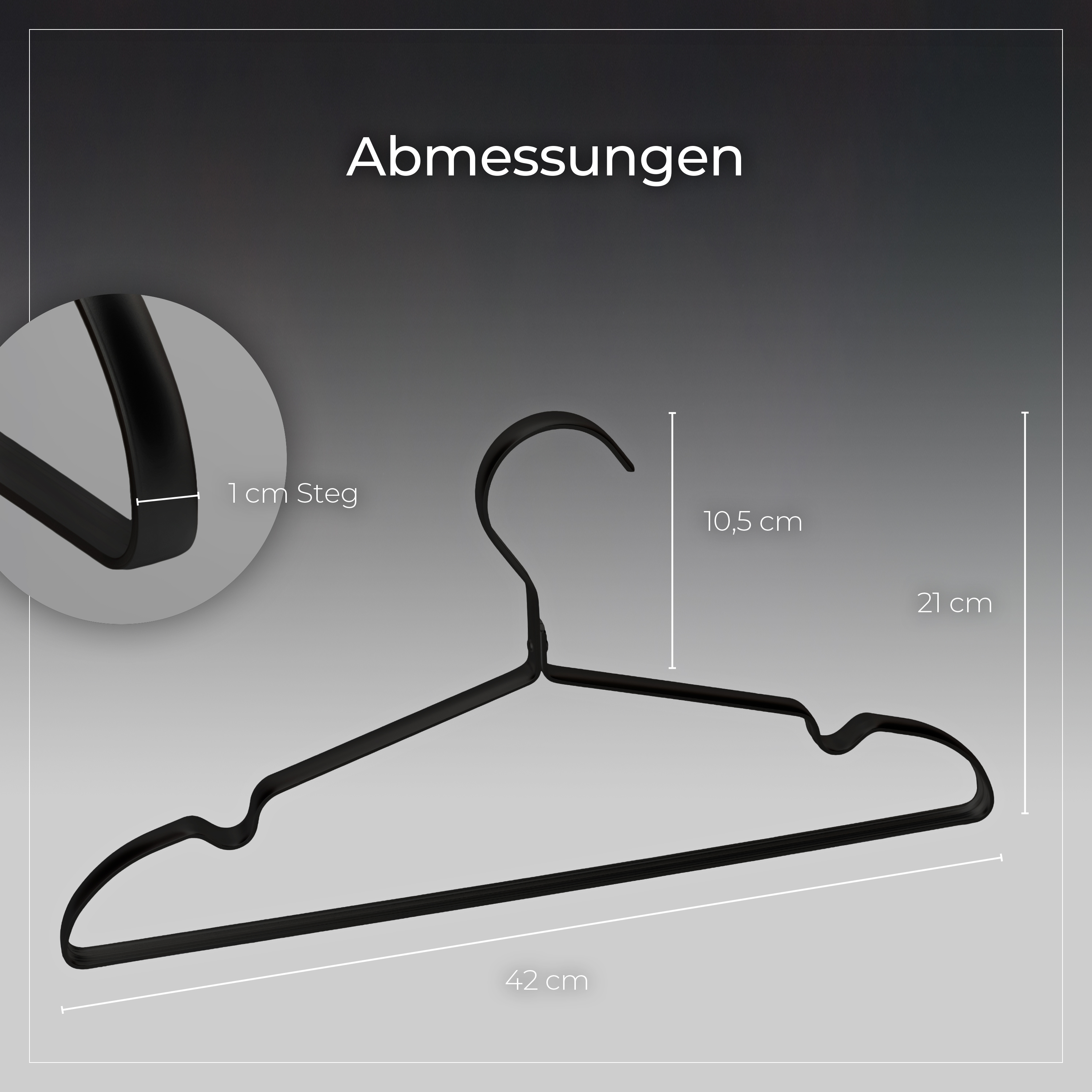 40x Parusia Kleiderbügel schwarz 42cm breit 1cm Metall rostfrei, formstabil 40 Stück