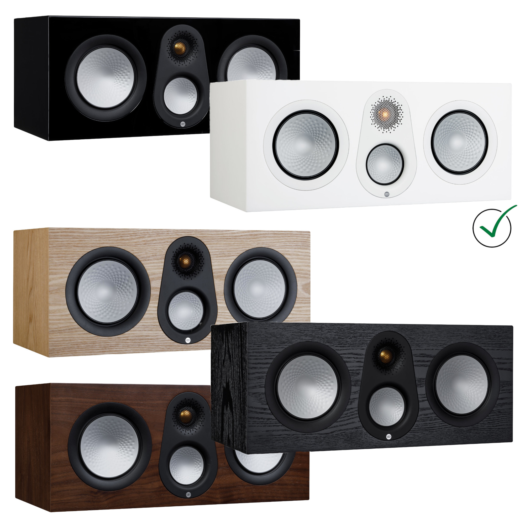 Monitor Audio Center-Lautsprecher Silver C250 7G, Lack Weiß Seidenmatt