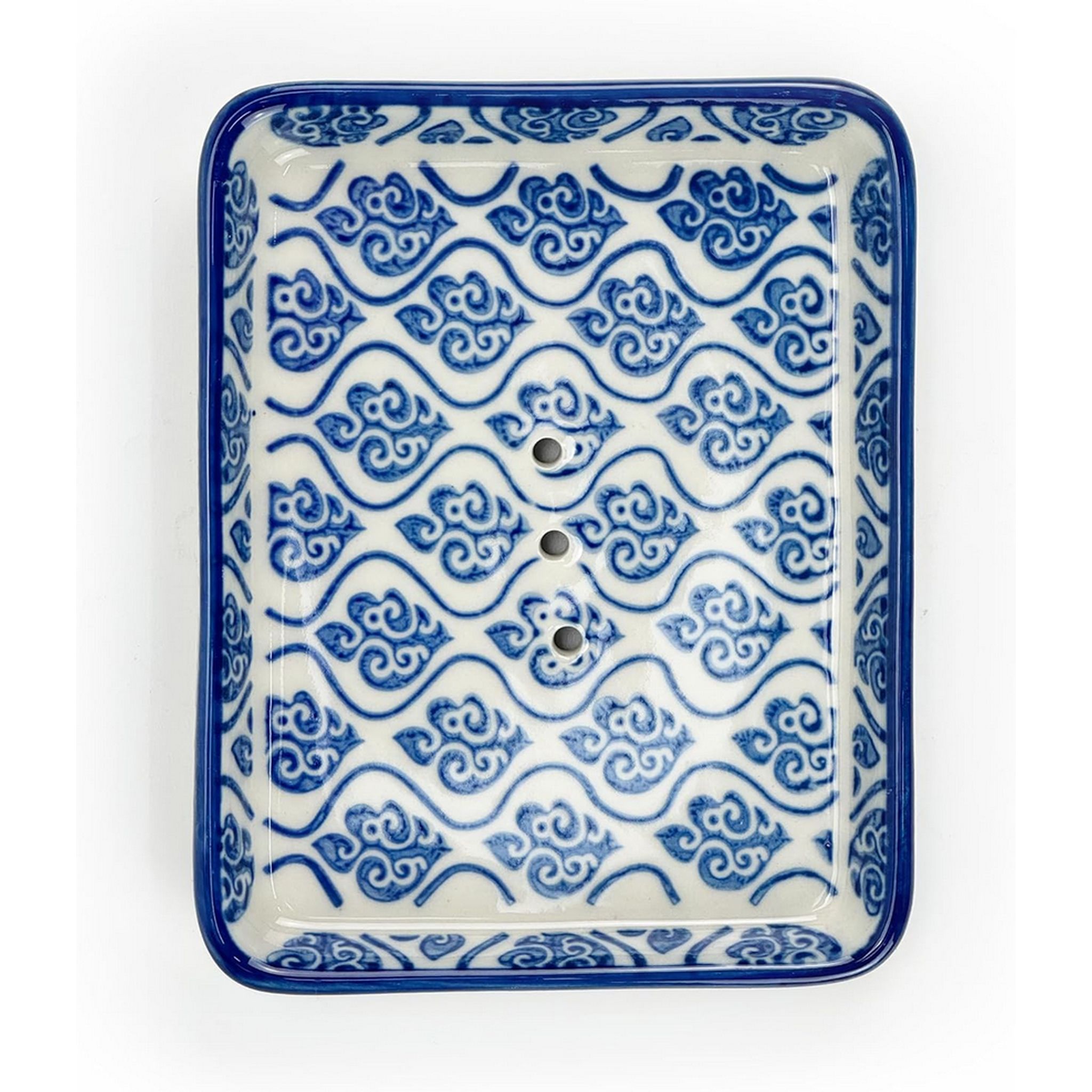 Parusia Seifenschale Ornamente blau – dekorative Keramik-Seifenschale