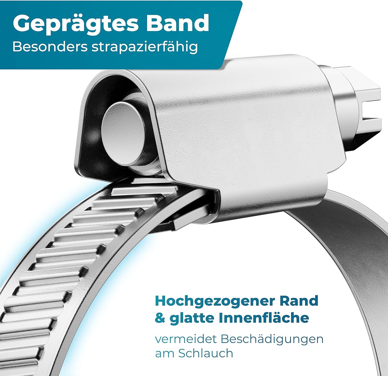 FIXXIA Schlauchschellen [40-60mm] - rostfreier robuster Edelstahl - Schlauchklemme - Schlauchschelle für Pool, Garten, KFZ & Waschmaschine geeignet 6er-Pack