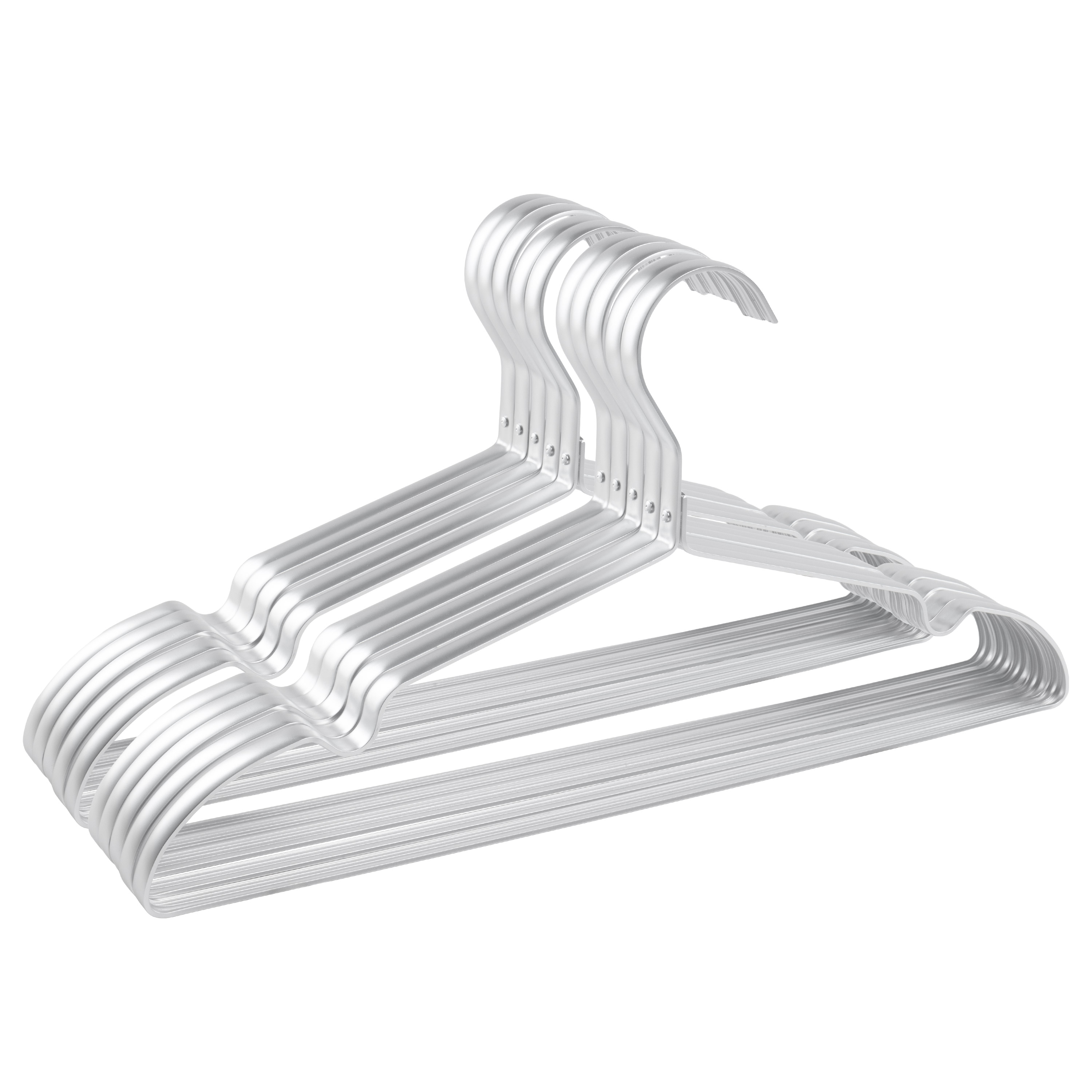 10x Parusia Kleiderbügel silber 42cm breit, Steg 1cm, Metall rostfrei formstabil