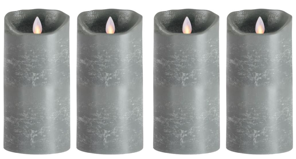 4er Set Sompex Flame LED Echtwachskerzen 18cm grau