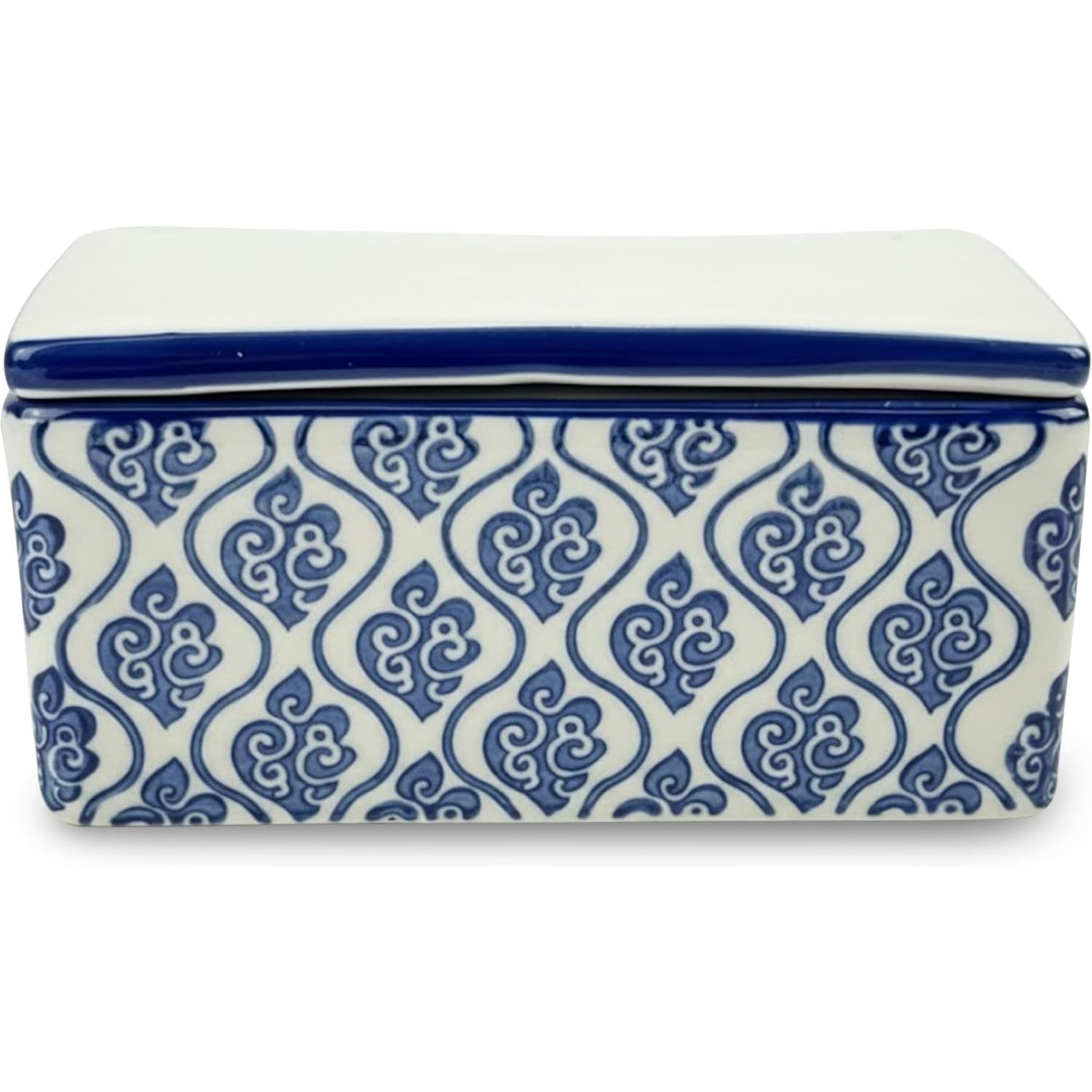 Parusia Butterdose Ornamente blau – dekorative Keramik-Butterschale 2,5 zeilig